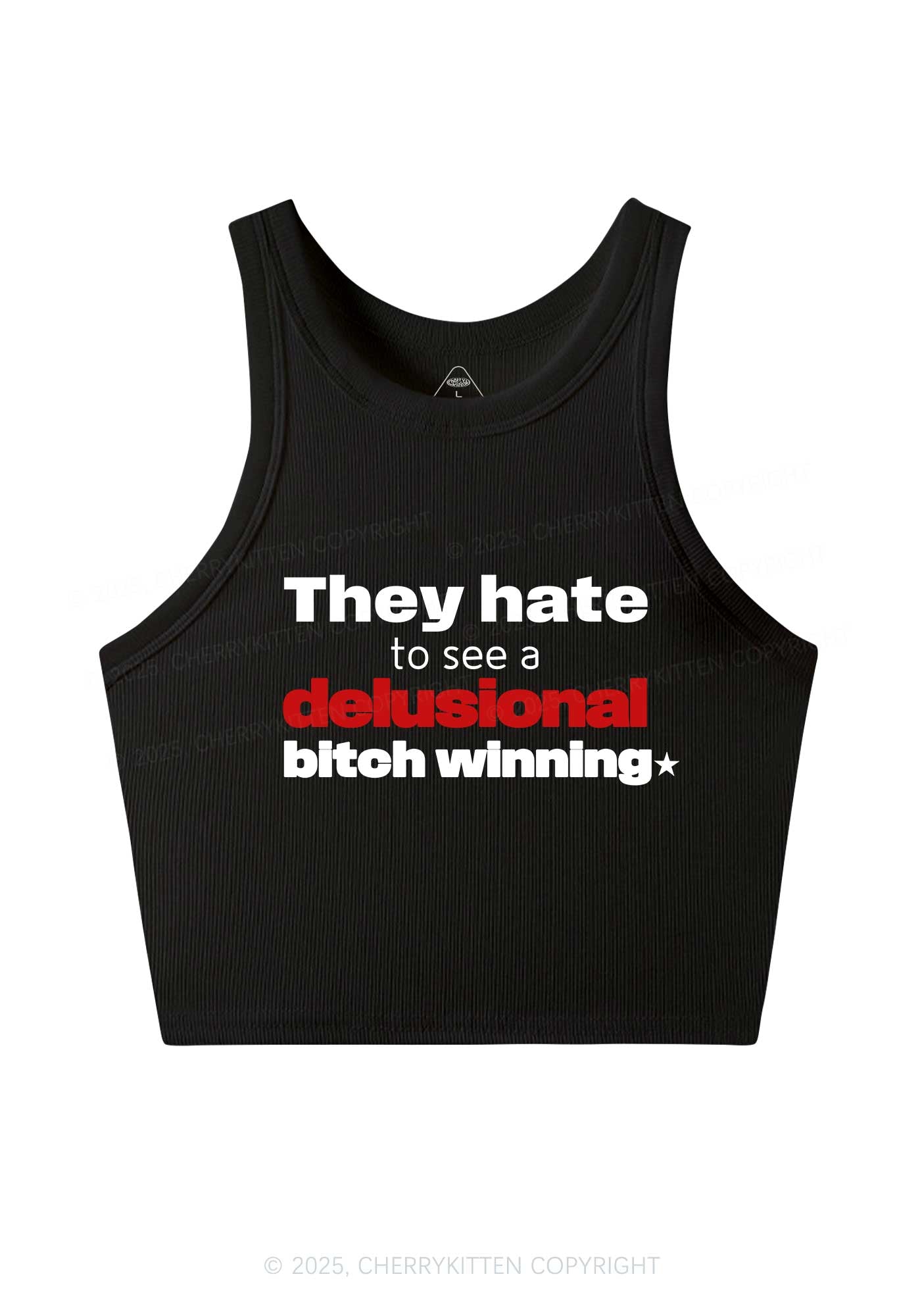 Delusional Bxtch Winning Y2K Crop Tank Top Cherrykitten