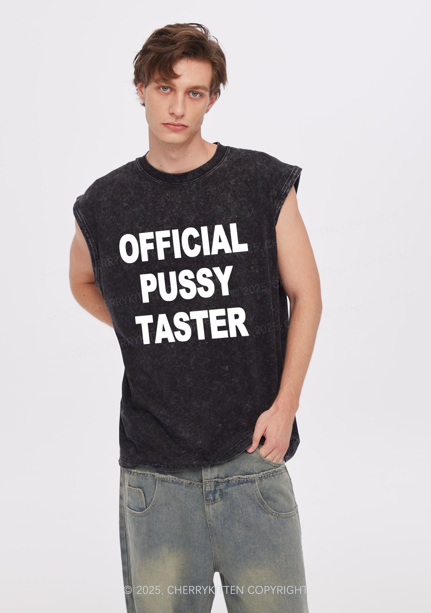Official Puxxy Taster Y2K Washed Muscle Tank Cherrykitten