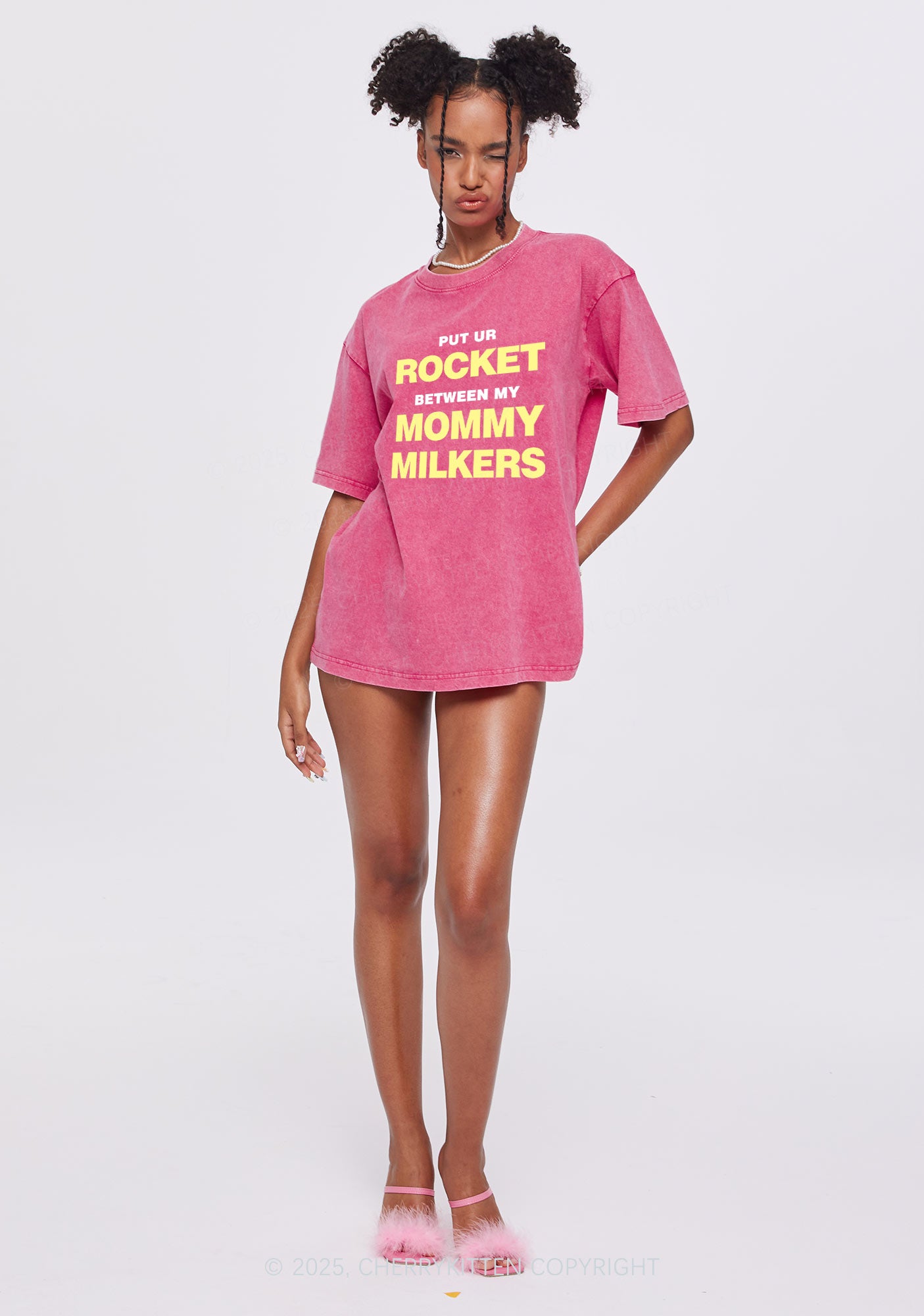 Rocket Mommy Milkers Y2K Shirts Washed Tee Cherrykitten