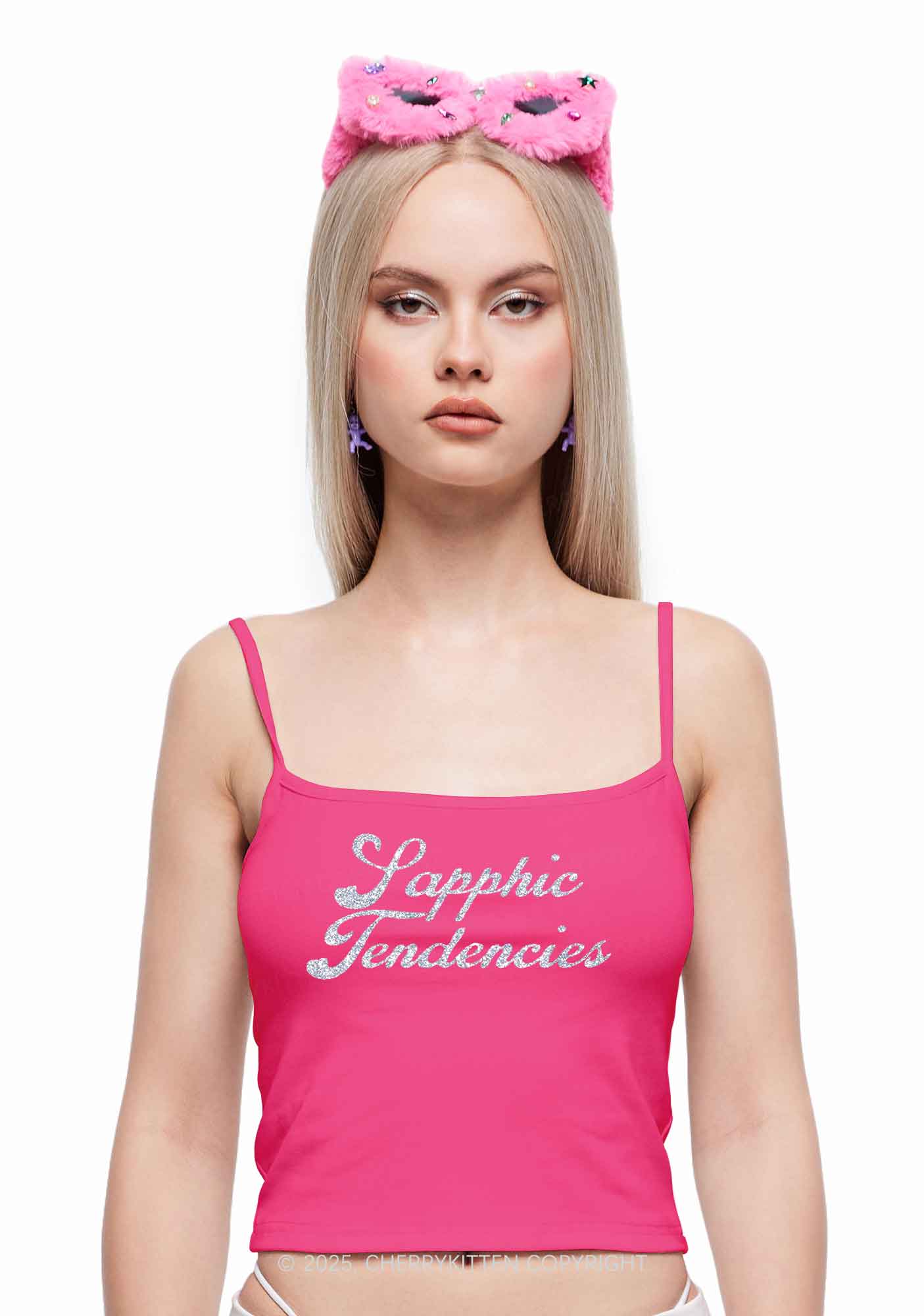 Glitter Sapphic Tendencies Pride Y2K Spaghetti Strap Cami Cherrykitten