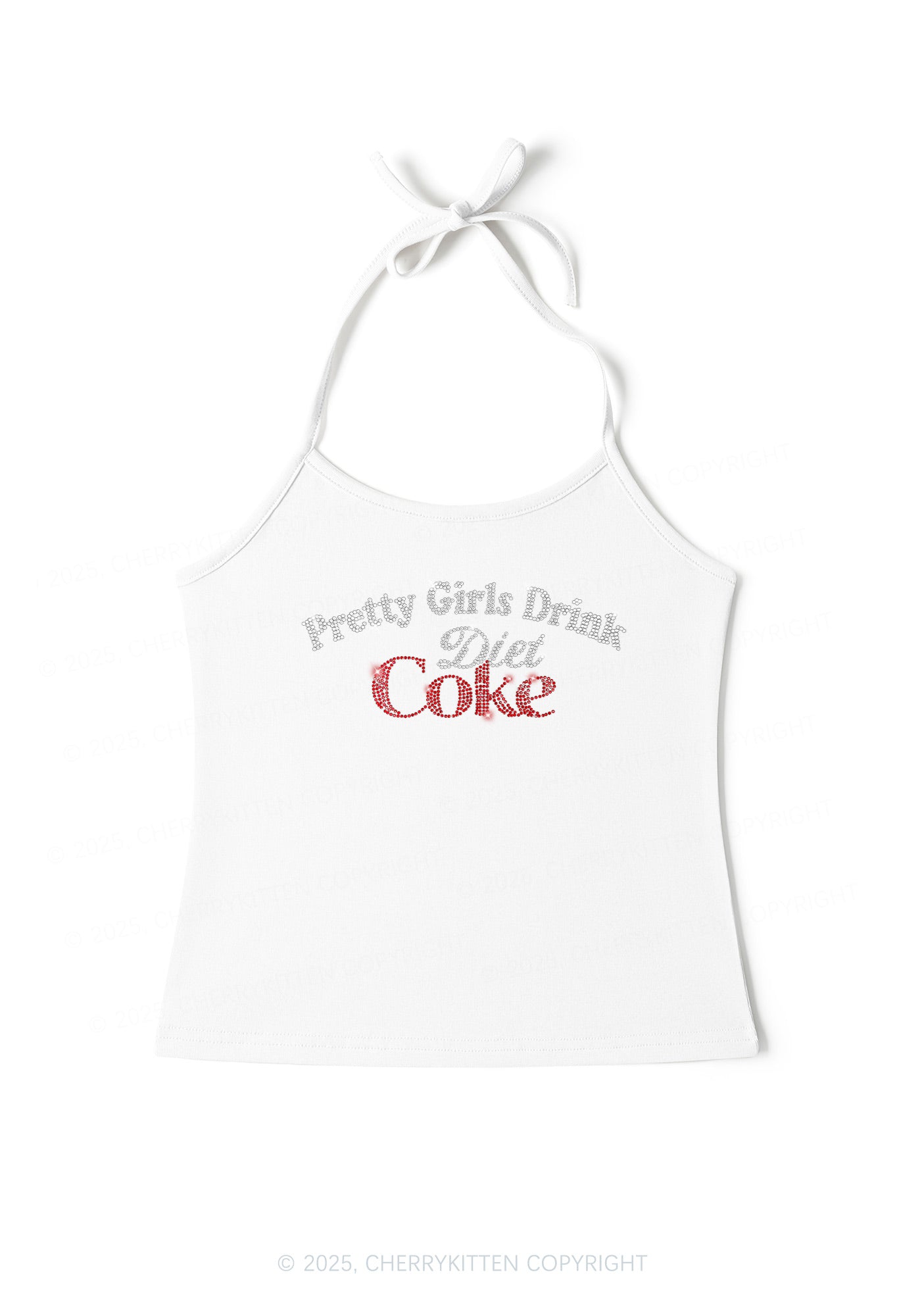 Rhinestone Pretty Girls Drink Diet Coke Y2K Halter Neck Cami Cherrykitten