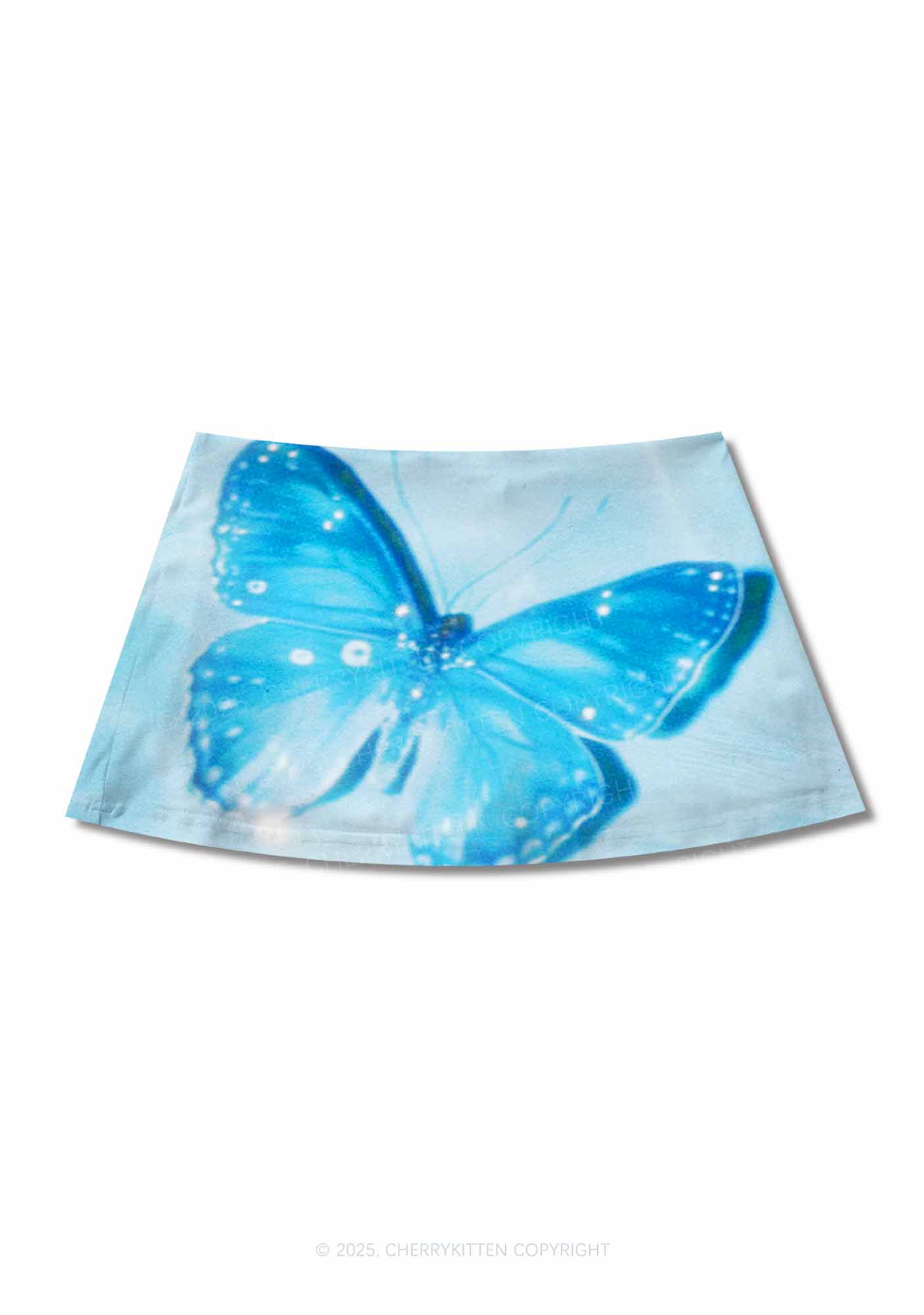 Blue Butterfly Y2K Print Mini Skirt Cherrykitten