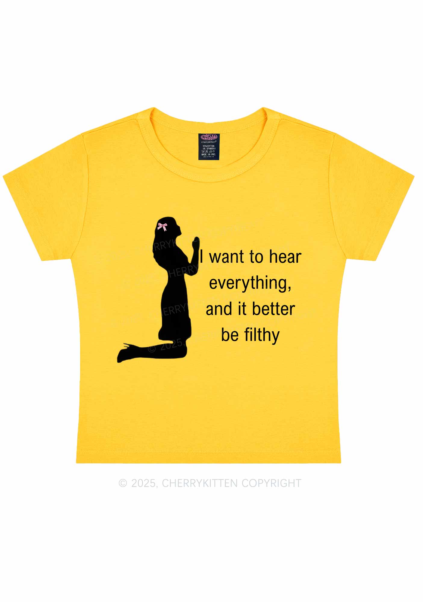 I Want To Hear Everything Y2K Baby Tee Cherrykitten