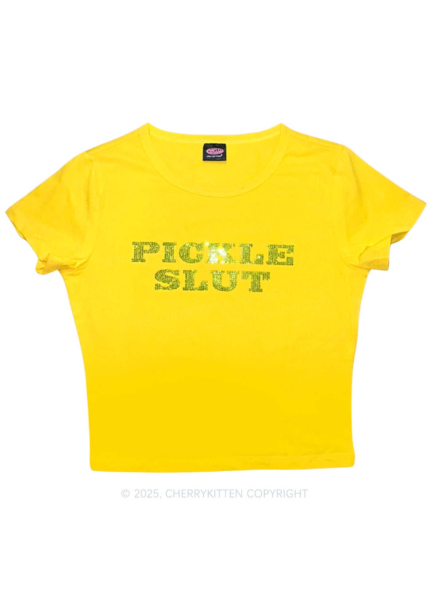 Rhinestone Pickle Slxt Y2K Baby Tee Cherrykitten