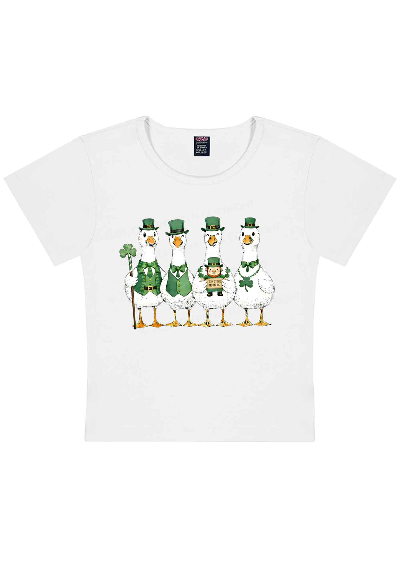 Irish Goose Gang St Patricks Y2K Baby Tee Cherrykitten