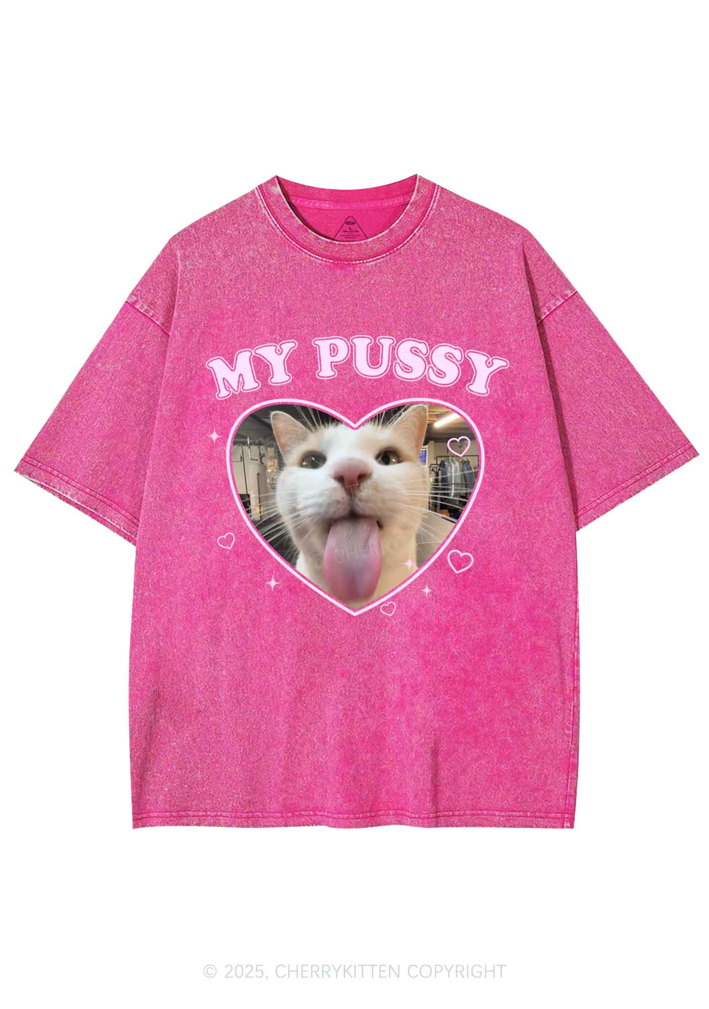 Custom Pet Puxxy Y2K Shirts Washed Tee Cherrykitten