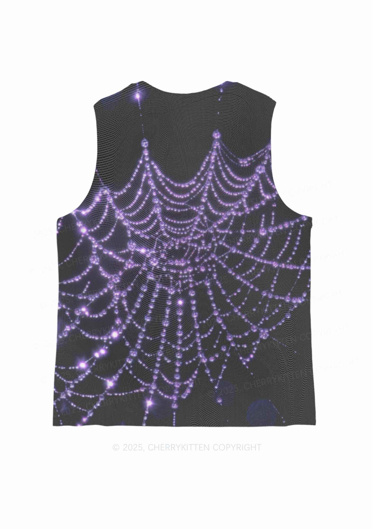 Glistening Spiderweb Y2K Mesh Muscle Tank Cherrykitten