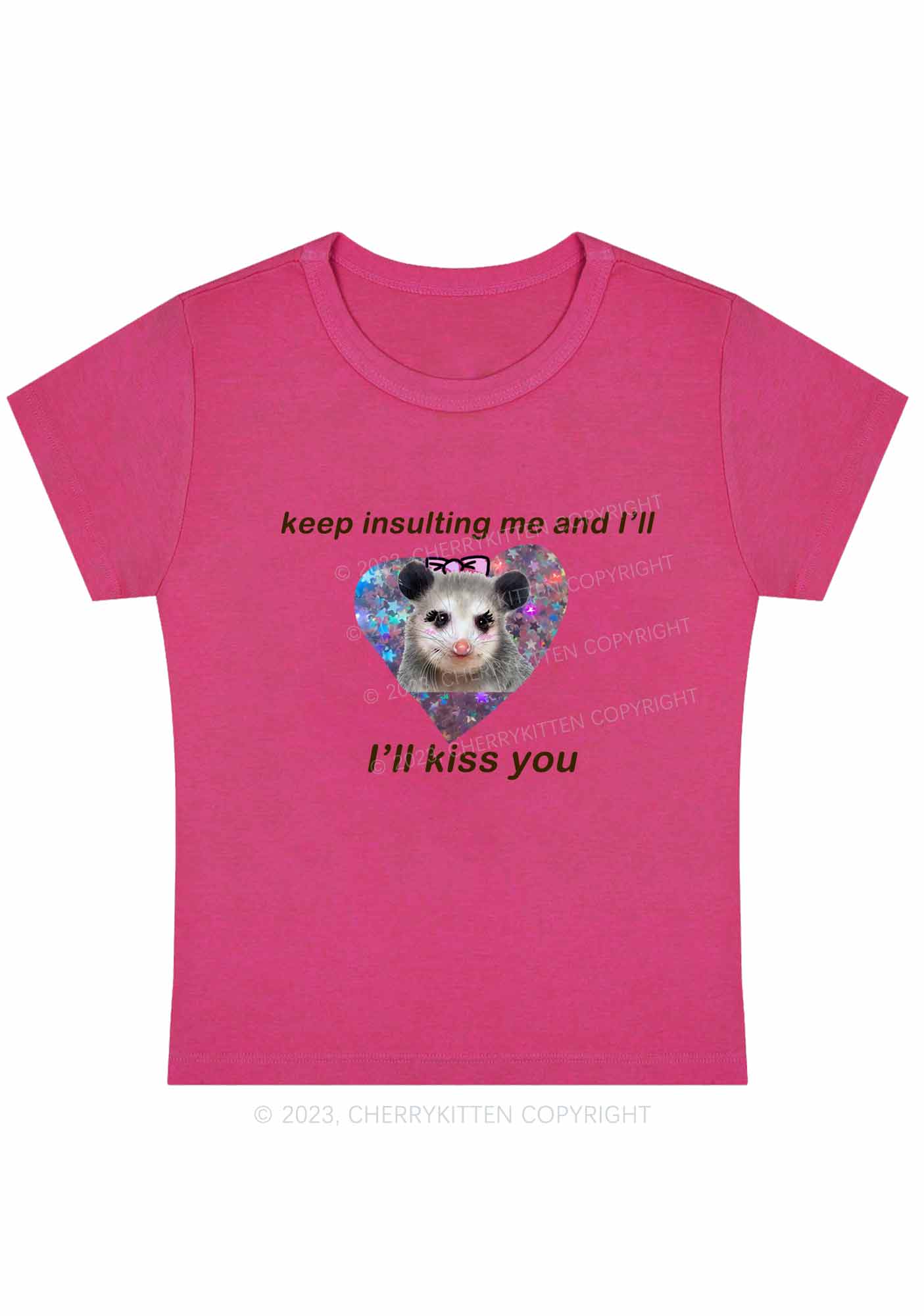 Keep Insulting Me And I'll Kiss You Y2K Baby Tee Cherrykitten
