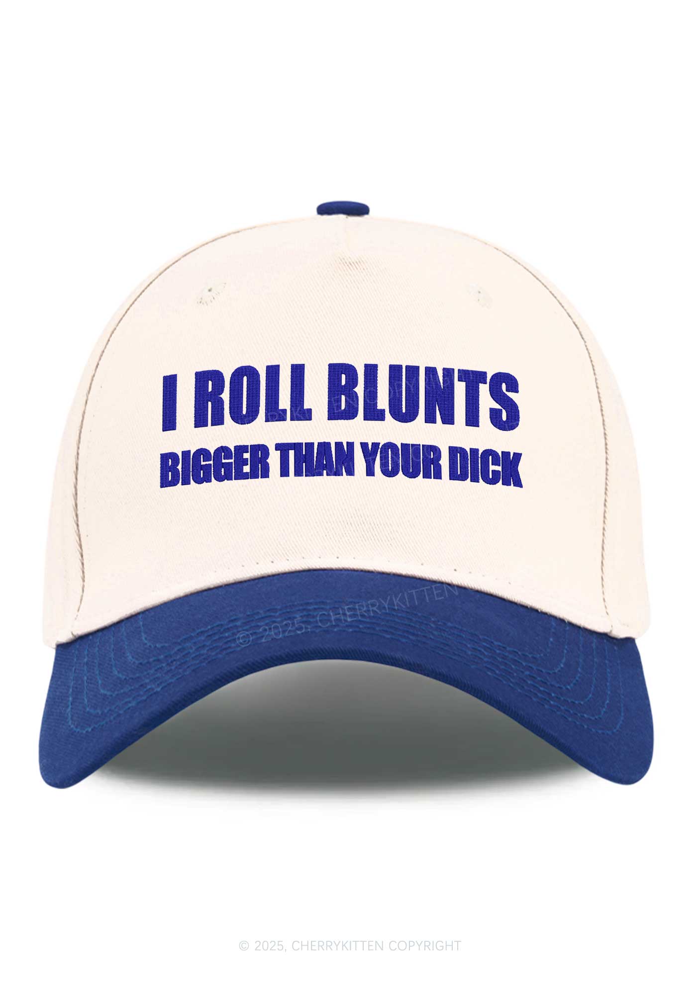 Embroidered I Roll Blunts Y2K Color Block Baseball Cap Cherrykitten