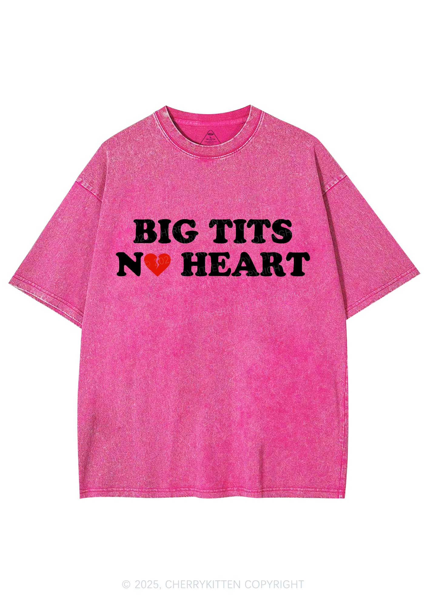 Big Txts No Heart Y2K Shirts Washed Tee Cherrykitten