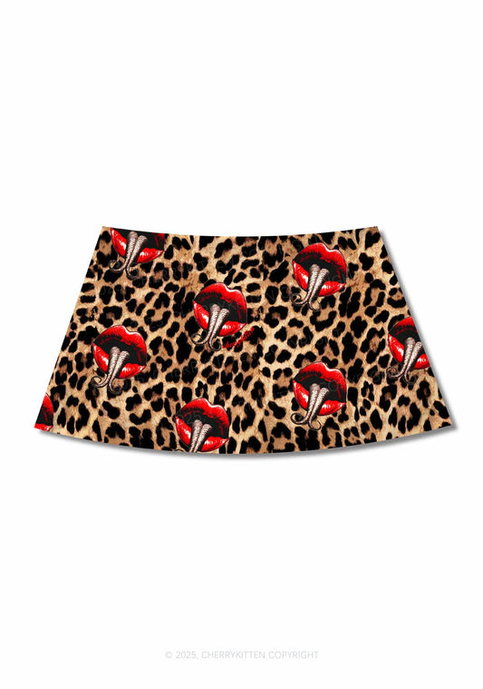 Halloween Leopard Lips Snakes Y2K Print Mini Skirt Cherrykitten
