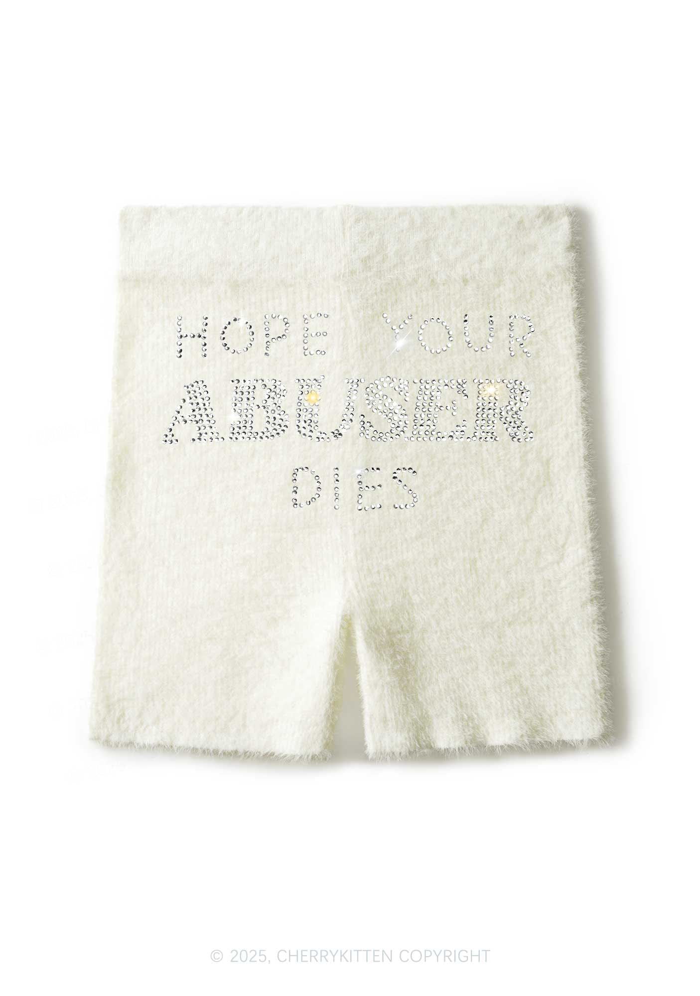 Rhinestone Abuser Dies Y2K Fluffy Shorts Cherrykitten