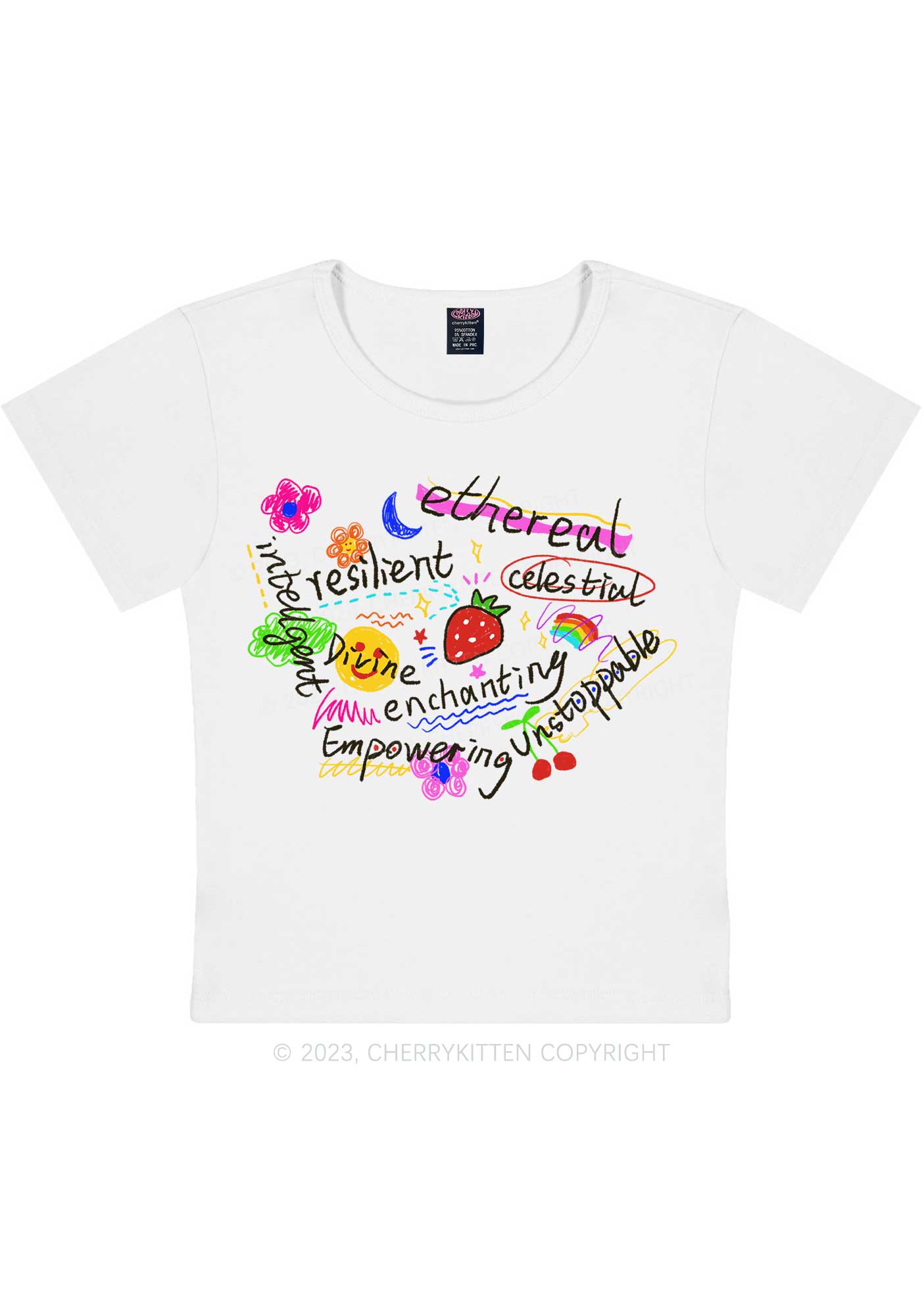 Girl Empowering Y2K Baby Tee Cherrykitten
