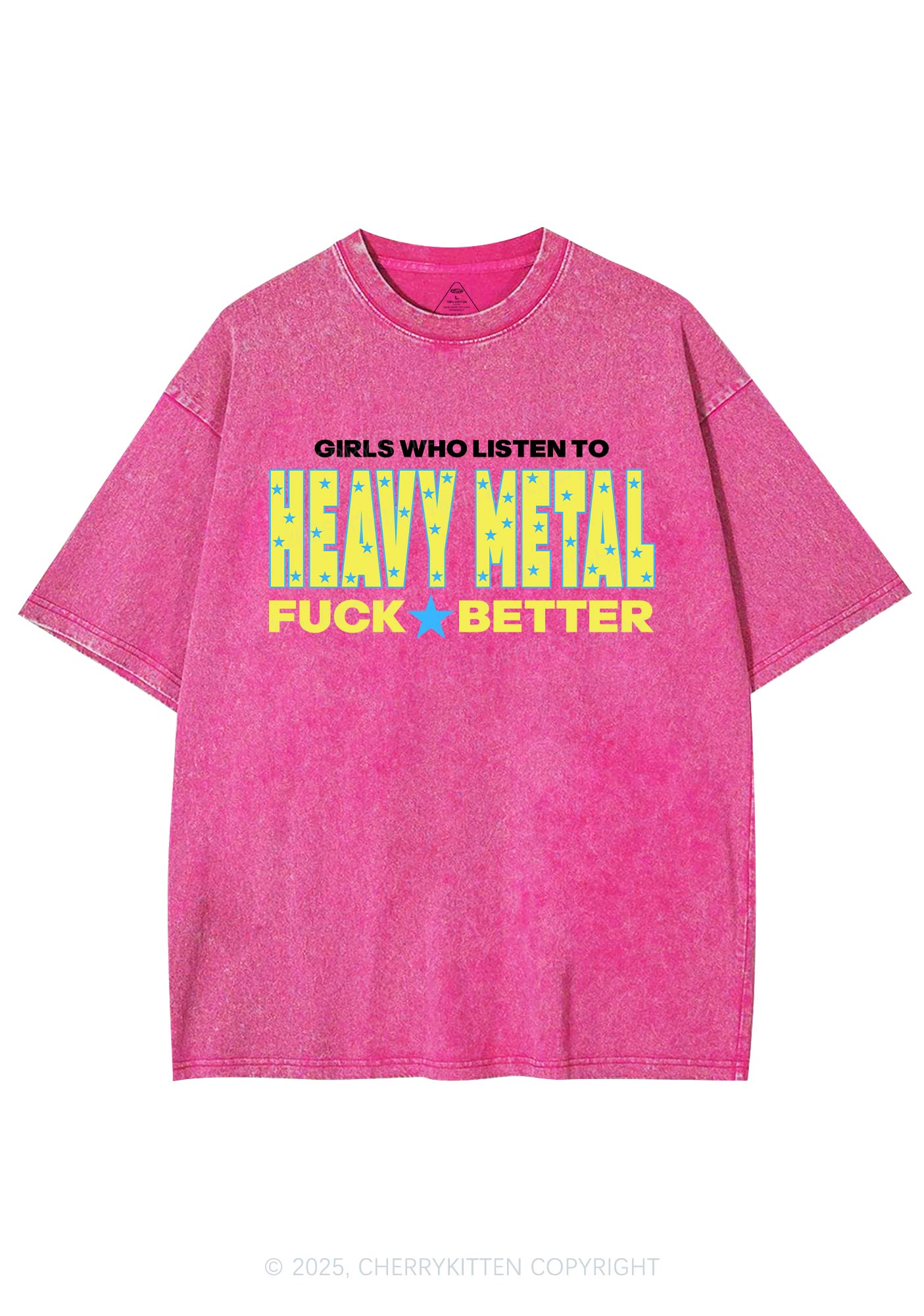 Girls Listen Heavy Metal Y2K Shirts Washed Tee Cherrykitten