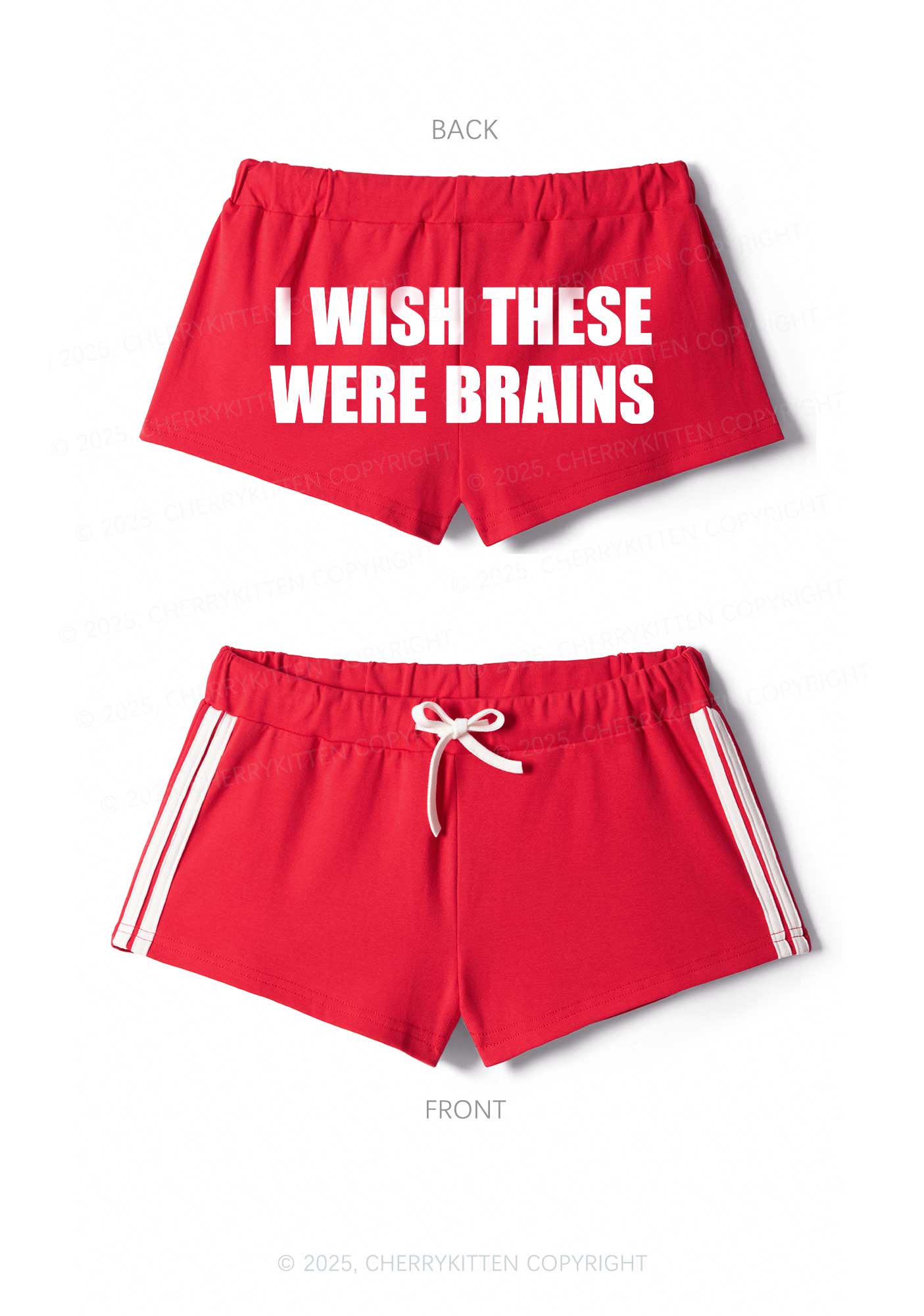 Wish These Were Brains Y2K Drawstring Mini Shorts Cherrykitten