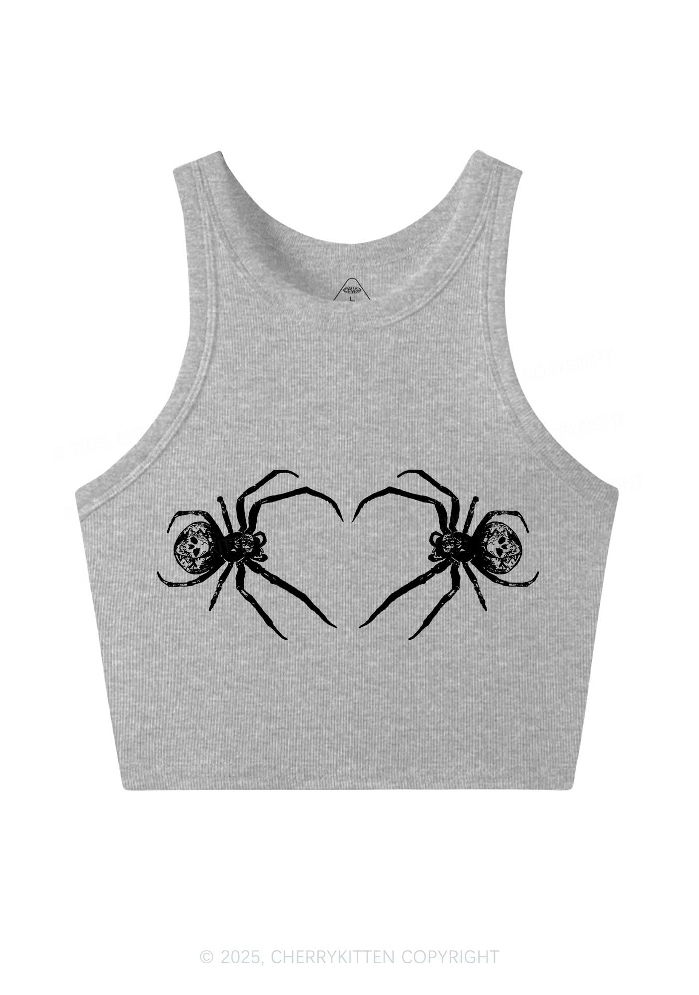 Skull Spider Y2K Crop Tank Top Cherrykitten