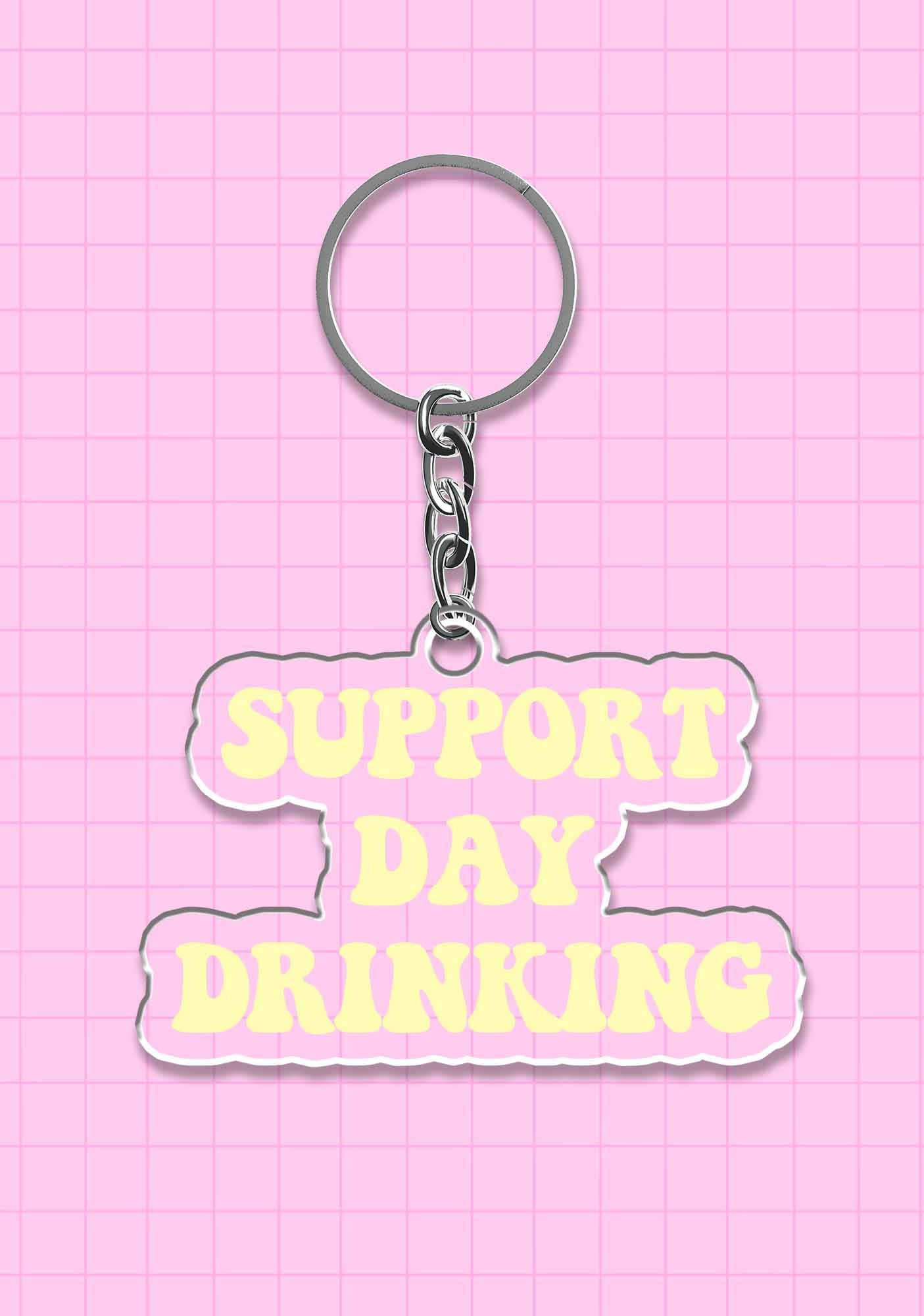 Support Day Drinking 1Pc Y2K Keychain Cherrykitten