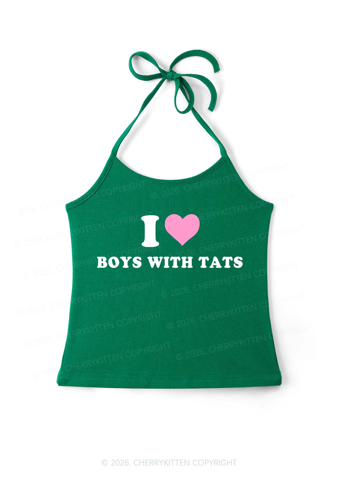 I Love Boys With Tats Y2K Halter Neck Cami Cherrykitten