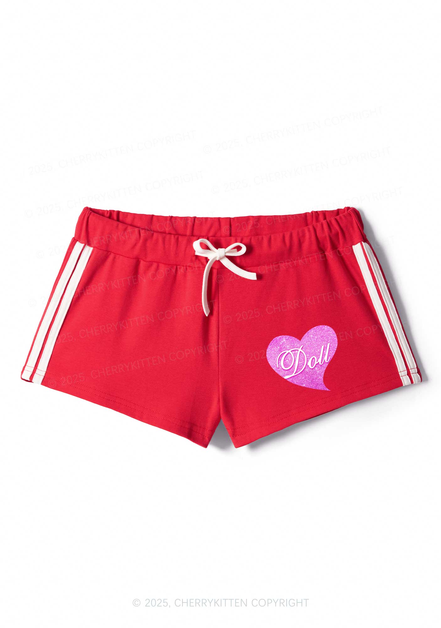 Glitter Heart Doll Y2K Drawstring Mini Shorts Cherrykitten