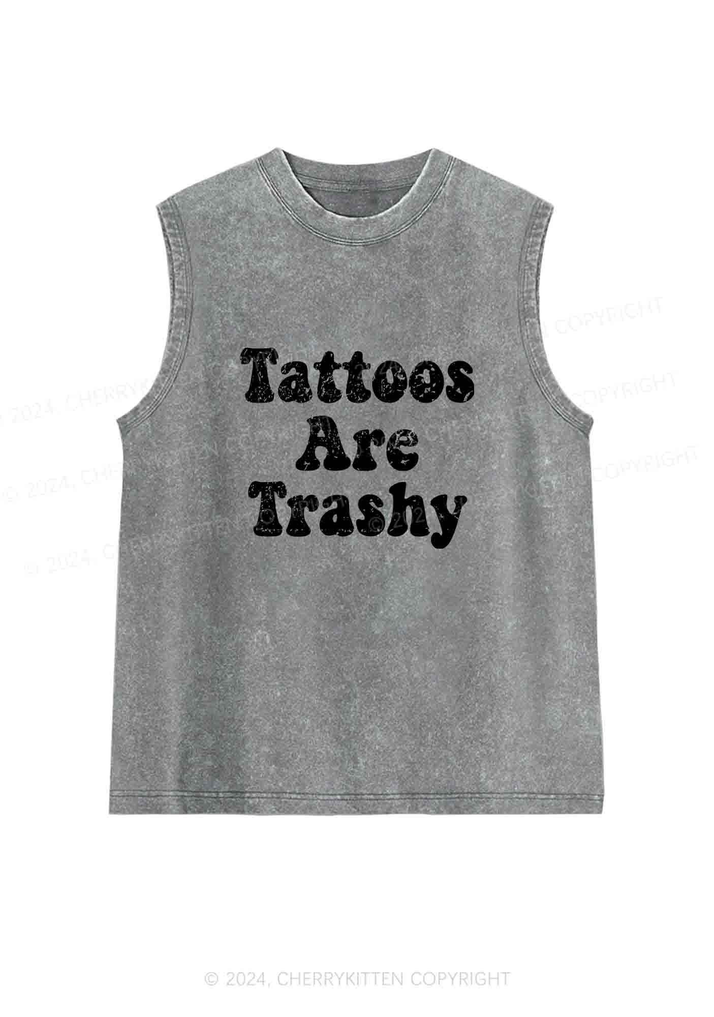 Tattoos Are Trashy Y2K Washed Tank Cherrykitten