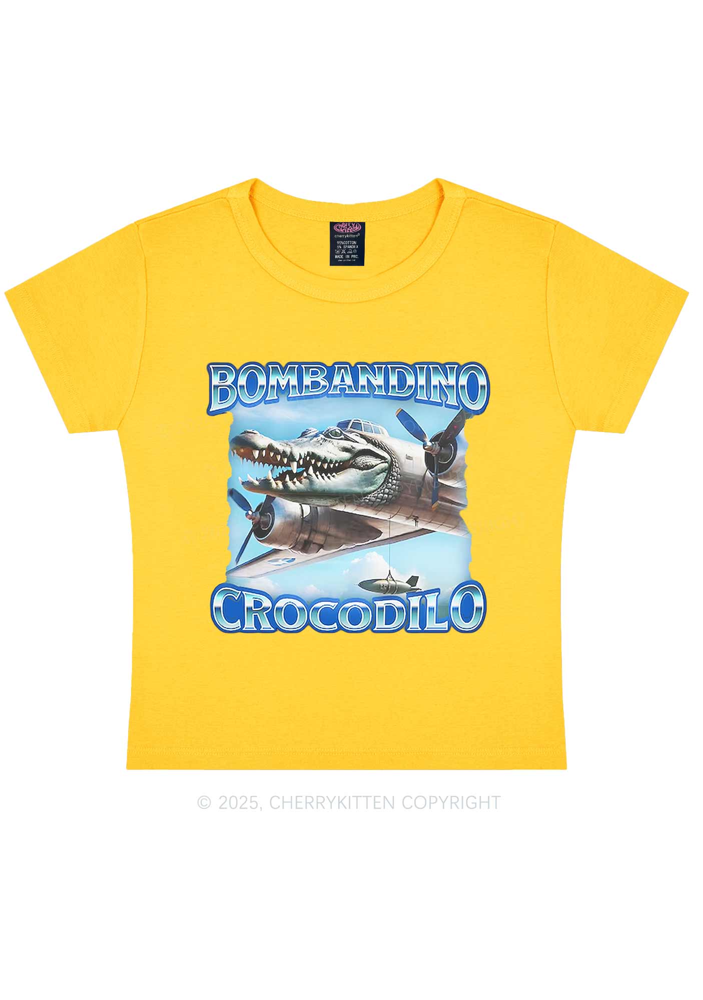 Bombandino Crocodilo Italian Brainrot Shirt Y2K Baby Tee Cherrykitten