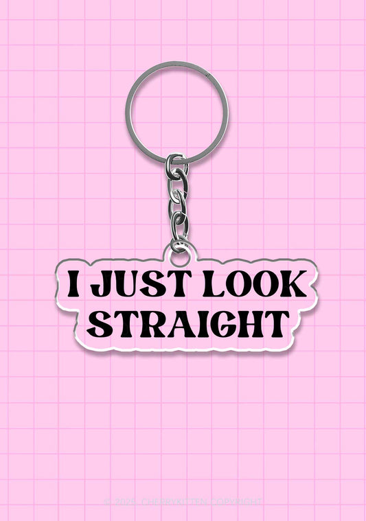 I Just Look Straight Pride 1Pc Y2K Keychain Cherrykitten