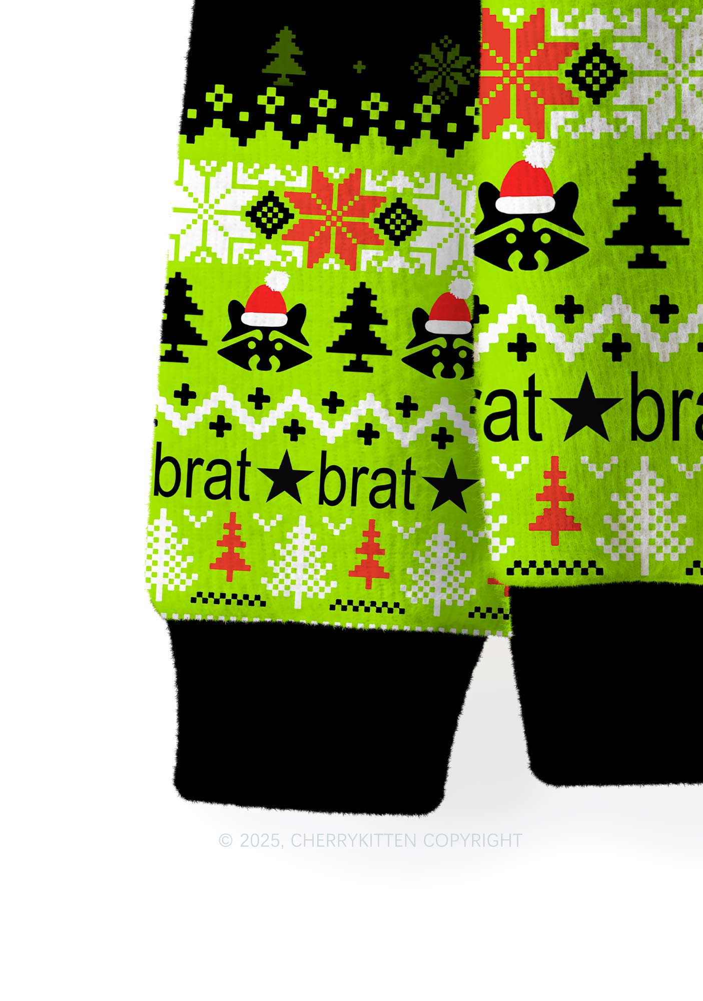 Merry Bratmas Y2K Christmas Knit Sweatshirt Cherrykitten