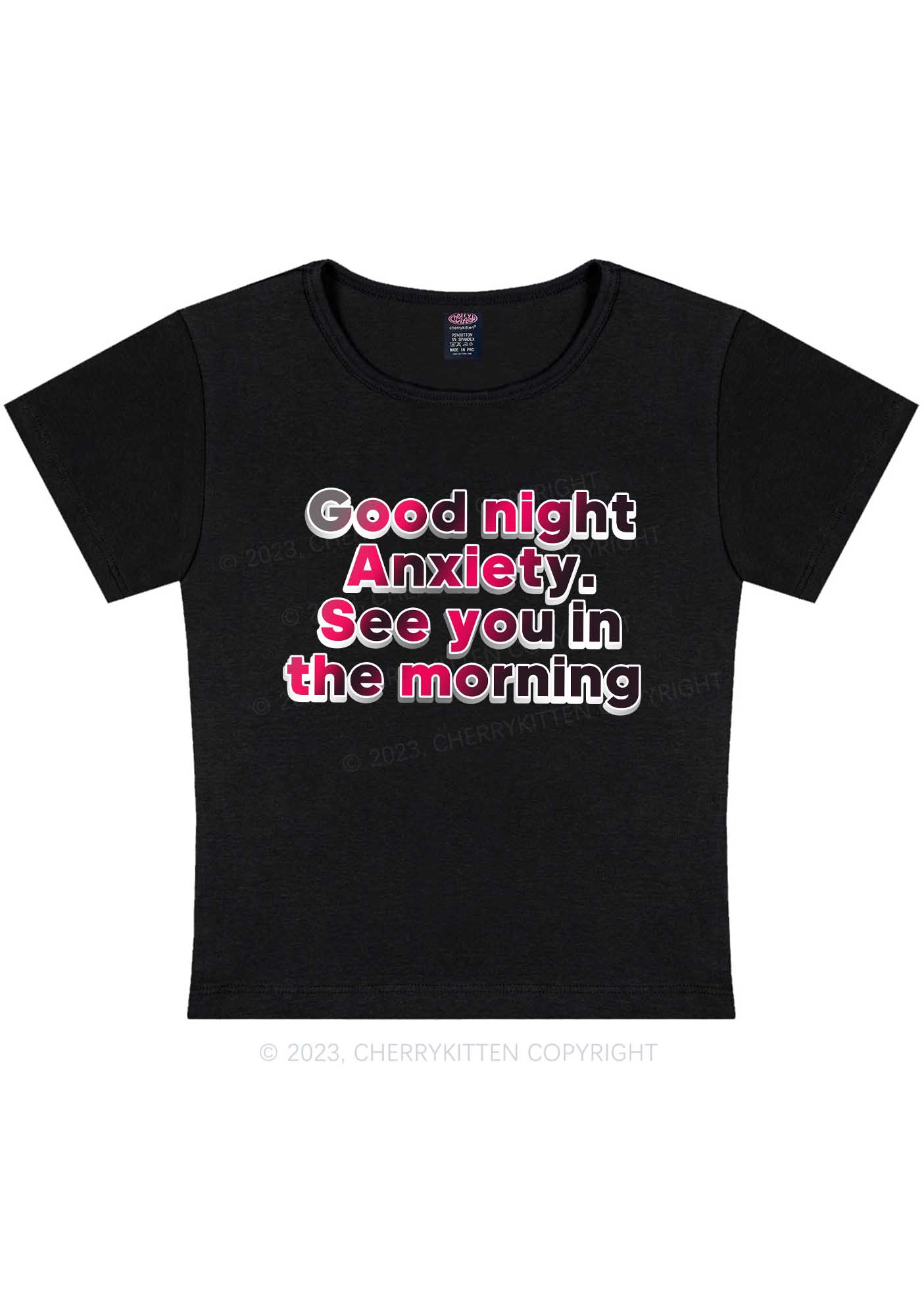 Good Night Anxiety Y2K Baby Tee Cherrykitten