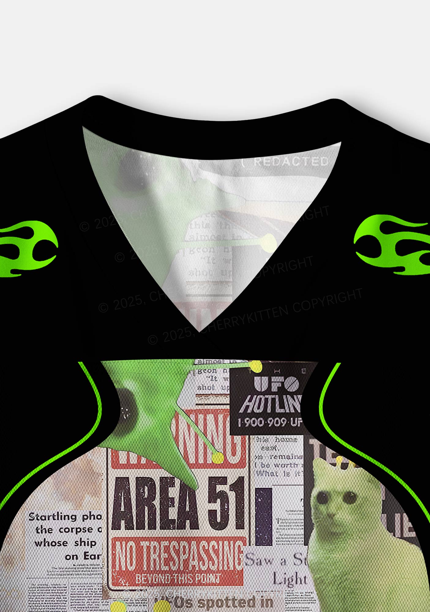 Custom Green Alien Kitten Y2K Crop Sport Jersey Shirts Cherrykitten