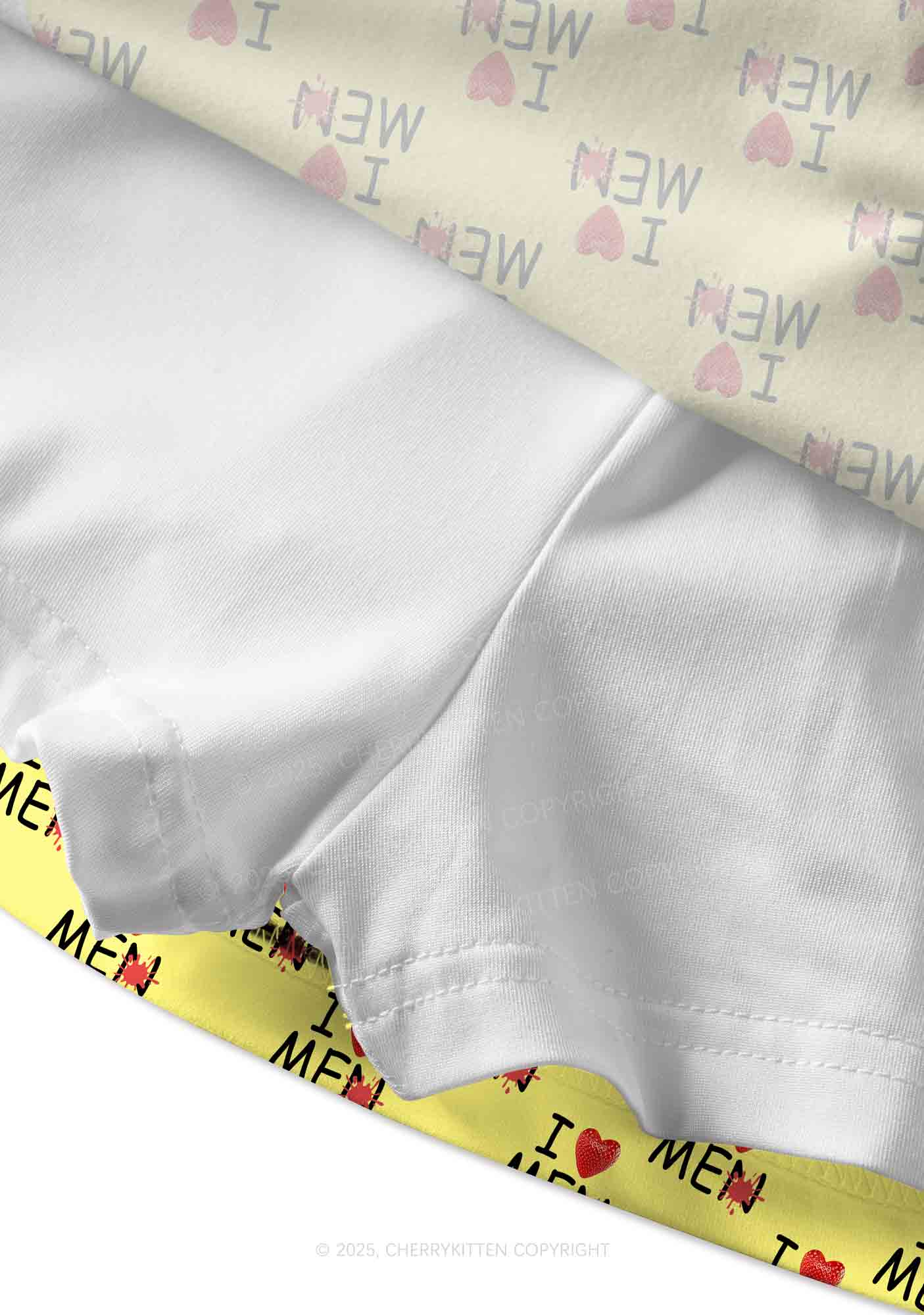 Love Me Not Men Yellow Valentine's Day Y2K Print Mini Skirt Cherrykitten
