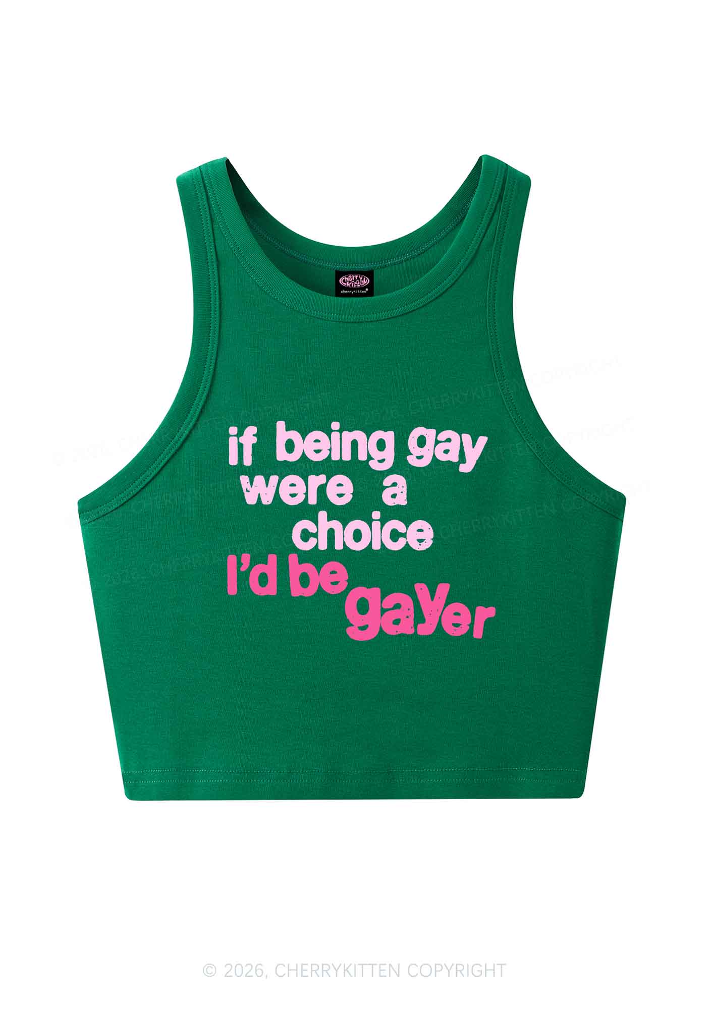 I Would Be Gayer Pride Y2K Crop Tank Top Cherrykitten