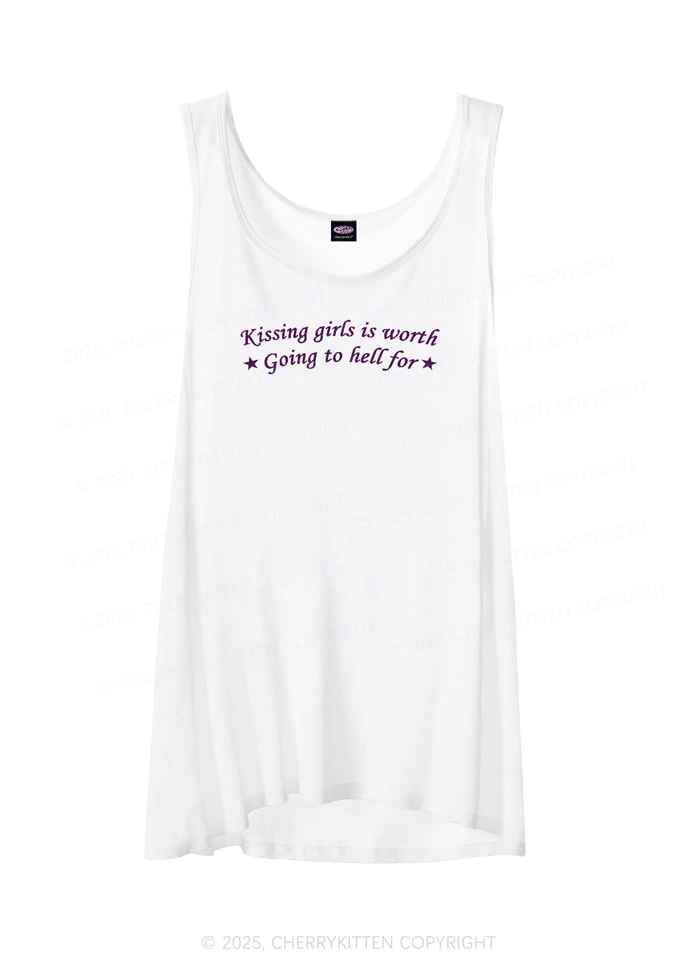 Kissing Girls is Worth Pride Y2K Sheer Boyfriend Tank Cherrykitten