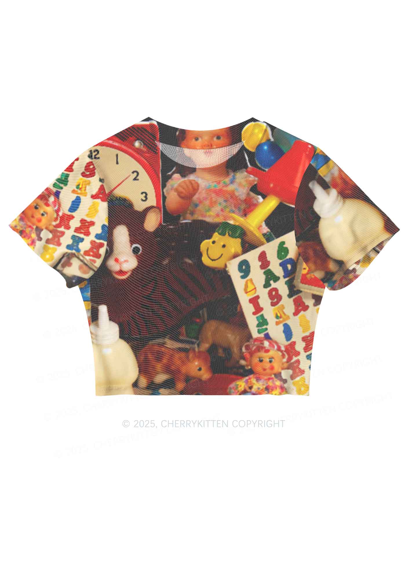 Nostalgic Childhood Y2K Mesh Crop Top Cherrykitten