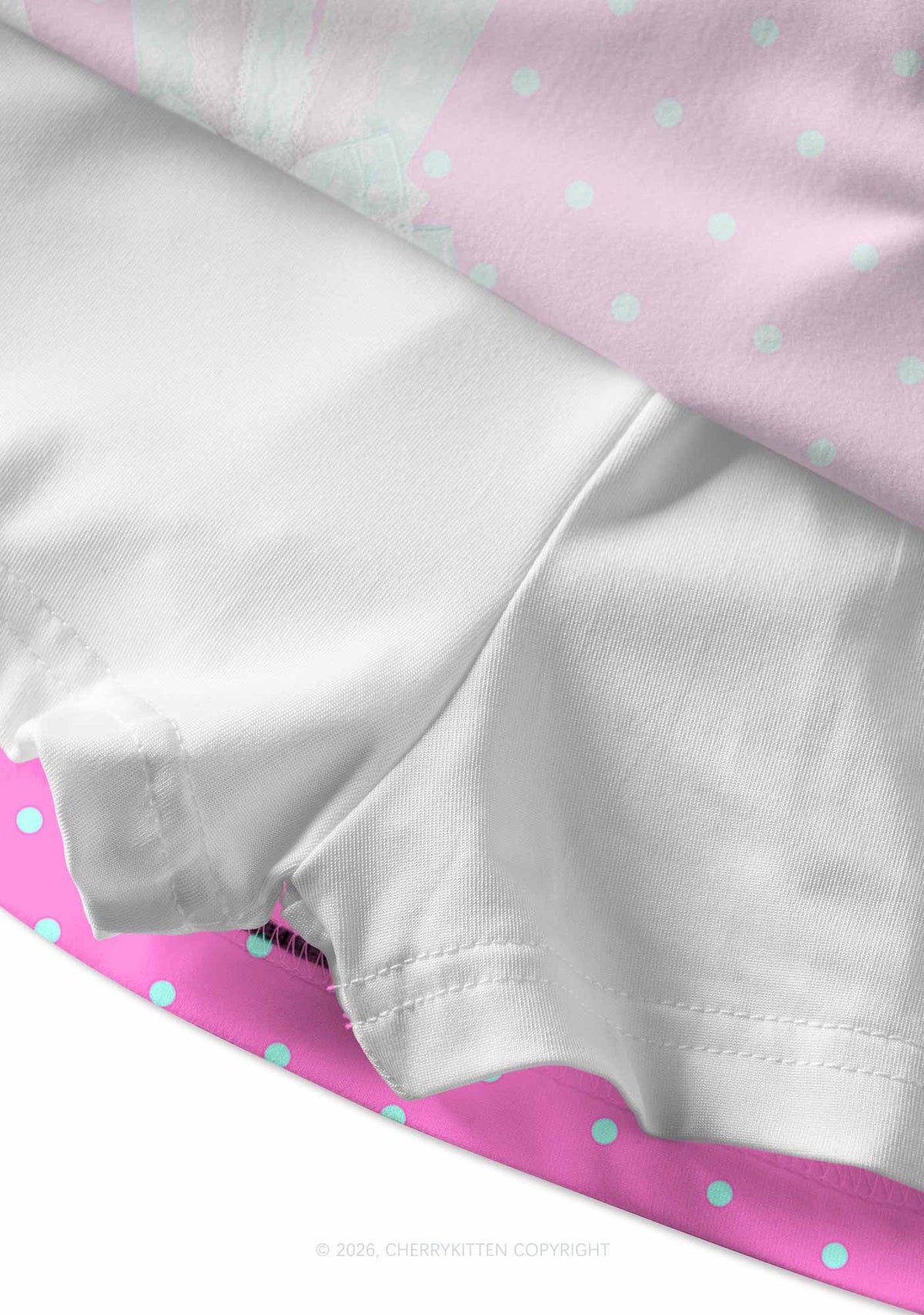 Cxxt Bow Badge Dots Y2K Print Mini Skirt Cherrykitten