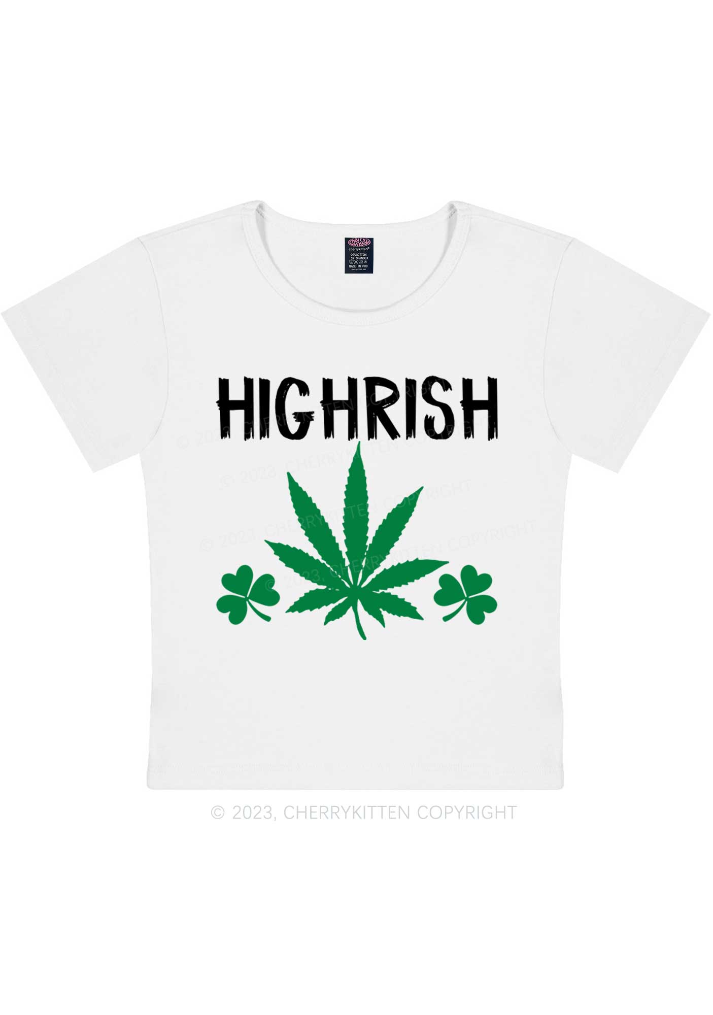 Highrish St Patricks Y2K Baby Tee Cherrykitten