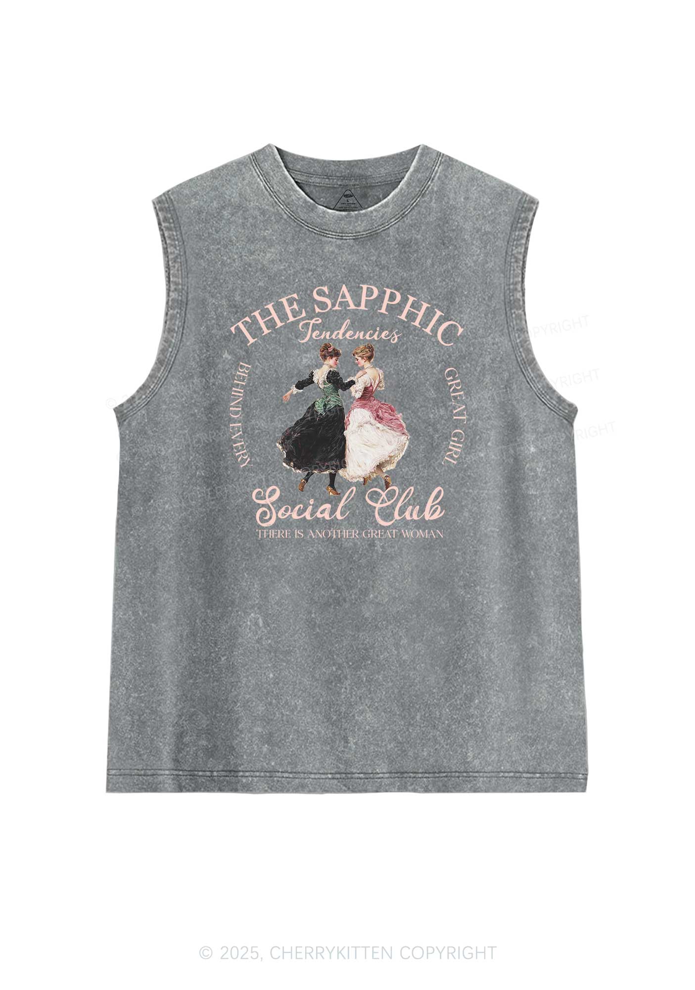 The Sapphic Pride Y2K Washed Muscle Tank Cherrykitten