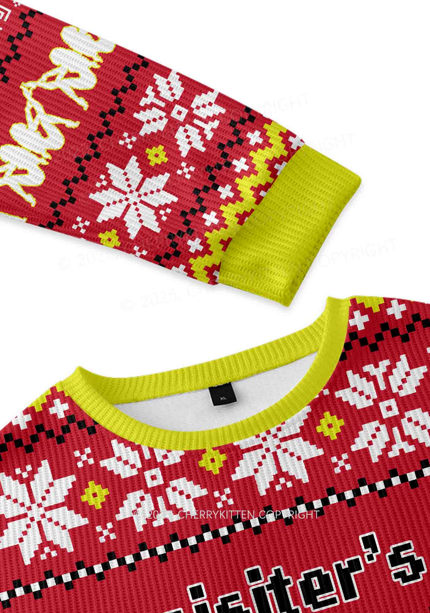 My Sister Is Lesbian Pride Y2K Christmas Knit Sweatshirt Cherrykitten