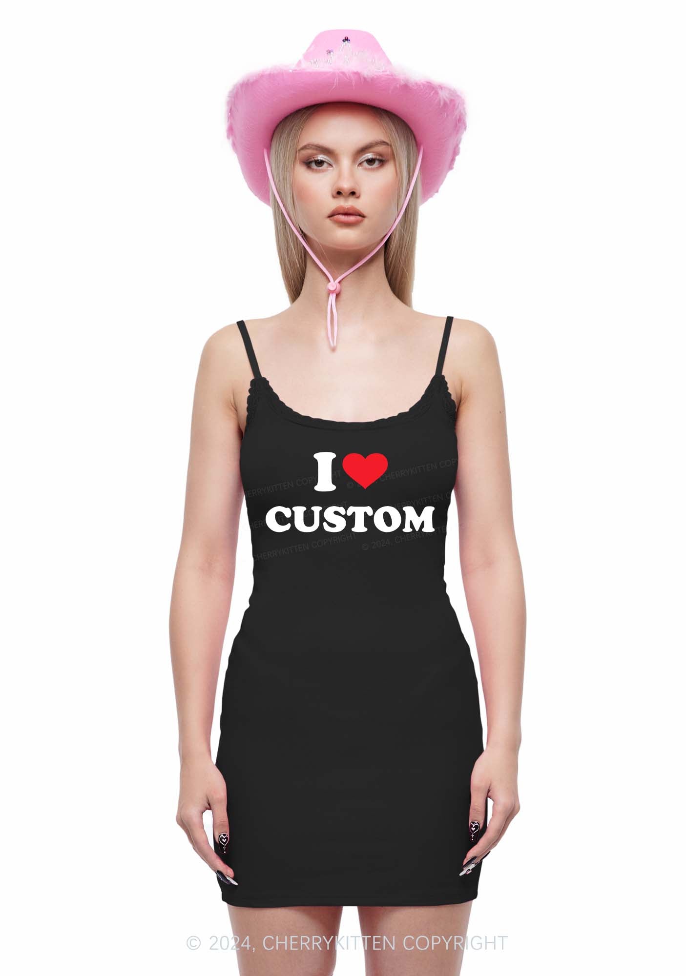 I Love Custom Y2K Lace Slip Dress Cherrykitten