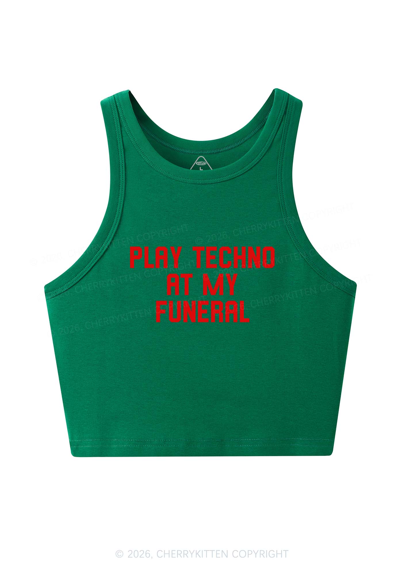 Play Techno At My Funeral Y2K Crop Tank Top Cherrykitten