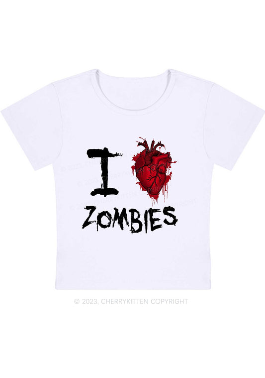 I Blood Heart Zombies Halloween Y2K Baby Tee Cherrykitten