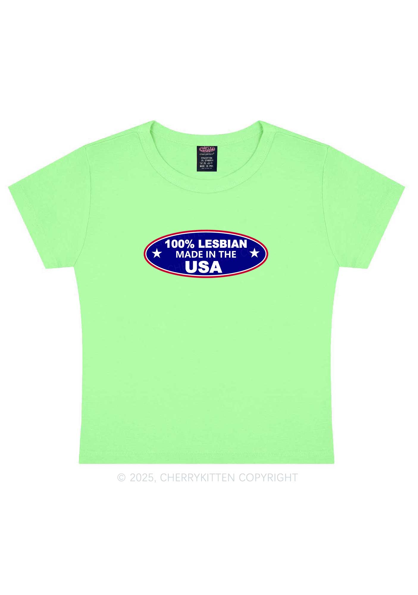Lesbian Made In USA Y2K Baby Tee Cherrykitten