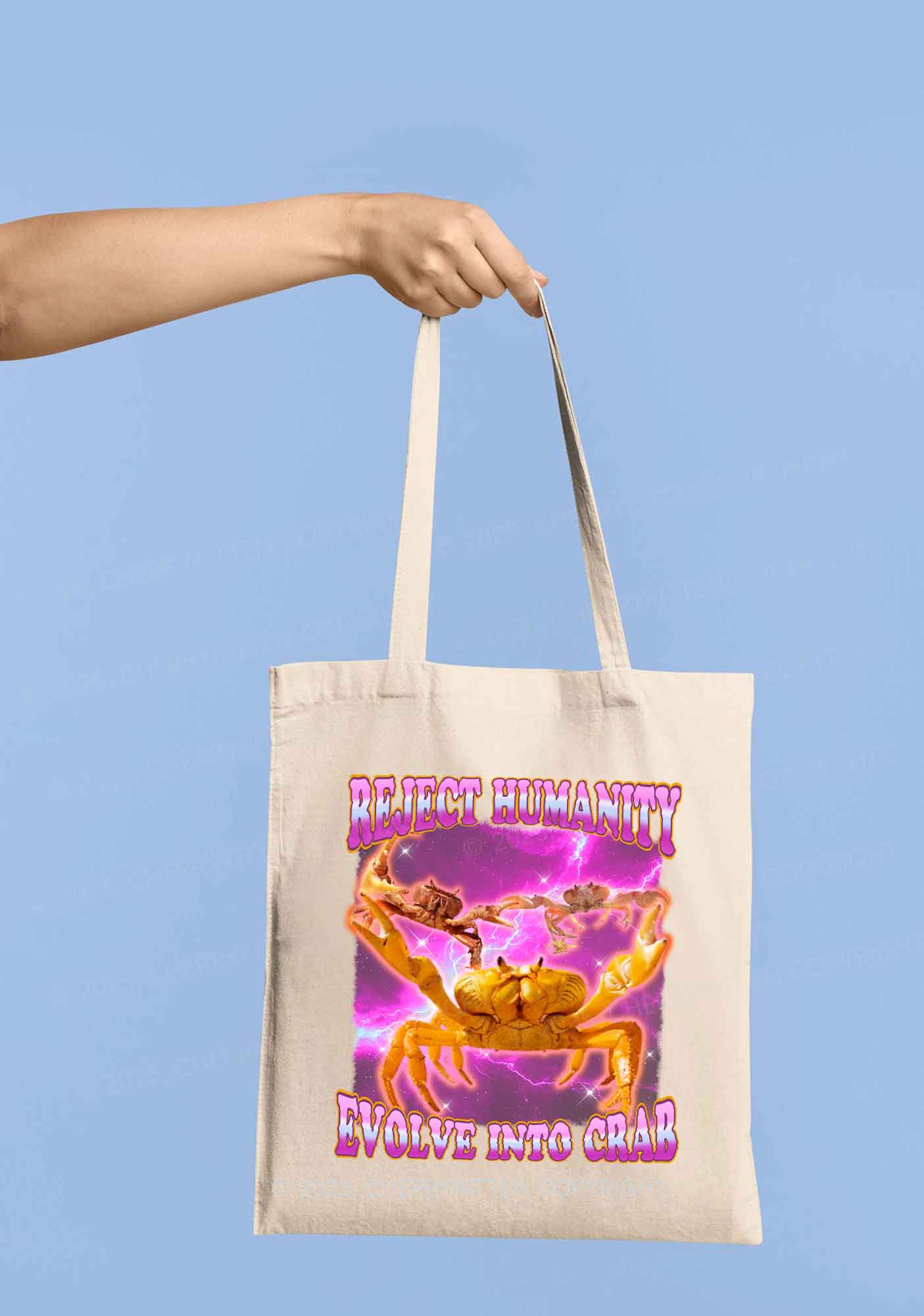 Reject Humanity Crab Y2K Canvas Tote Bag Cherrykitten