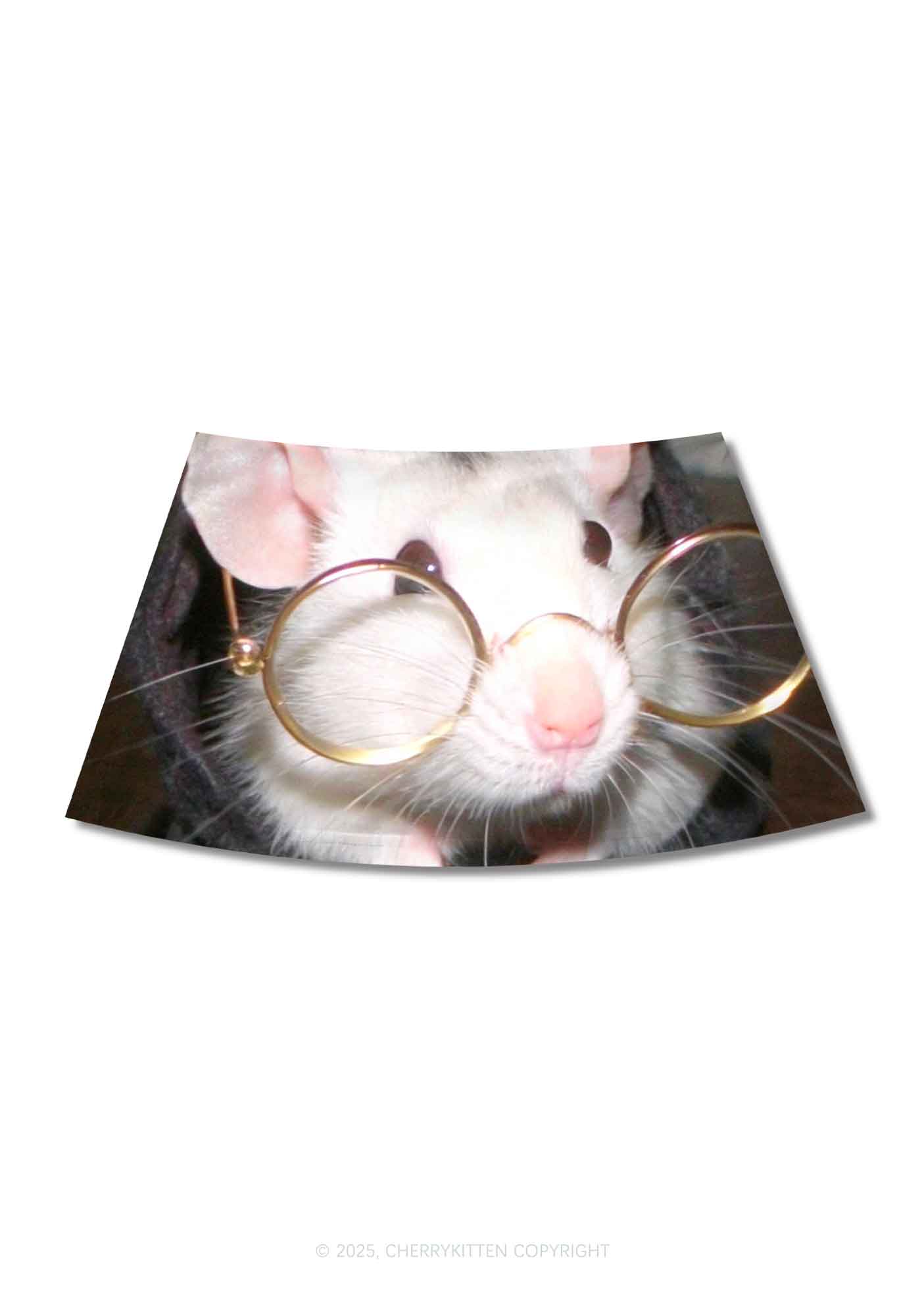 Glasses Rat Y2K Print Mini Skirt Cherrykitten