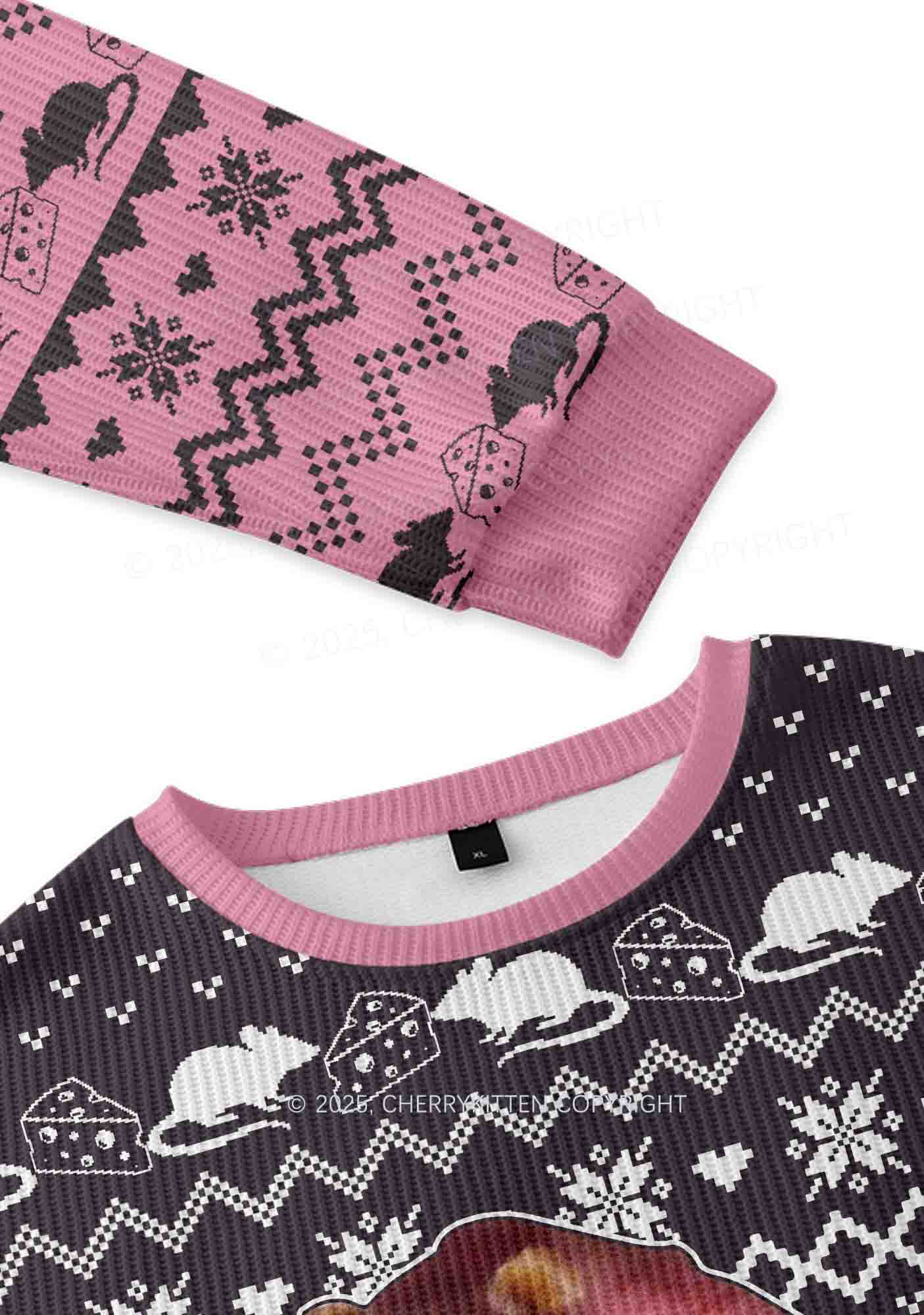 Pink Ratz Y2K Christmas Knit Sweatshirt Cherrykitten