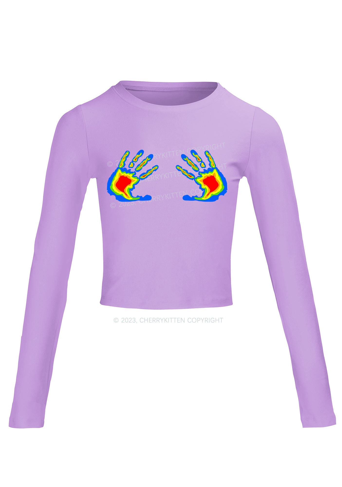 Thermal Hands Long Sleeve Crop Top Cherrykitten