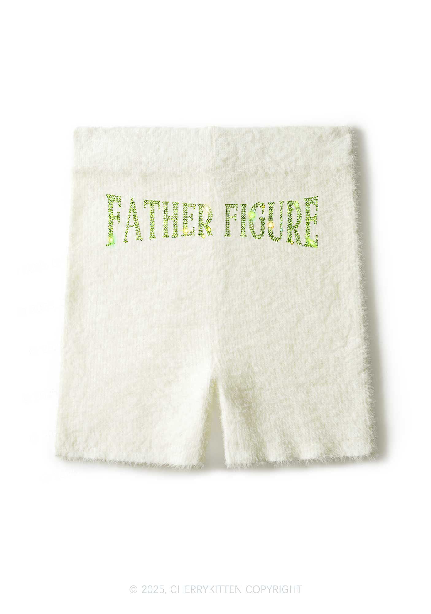 Rhinestone Father Figure Y2K Fluffy Shorts Cherrykitten