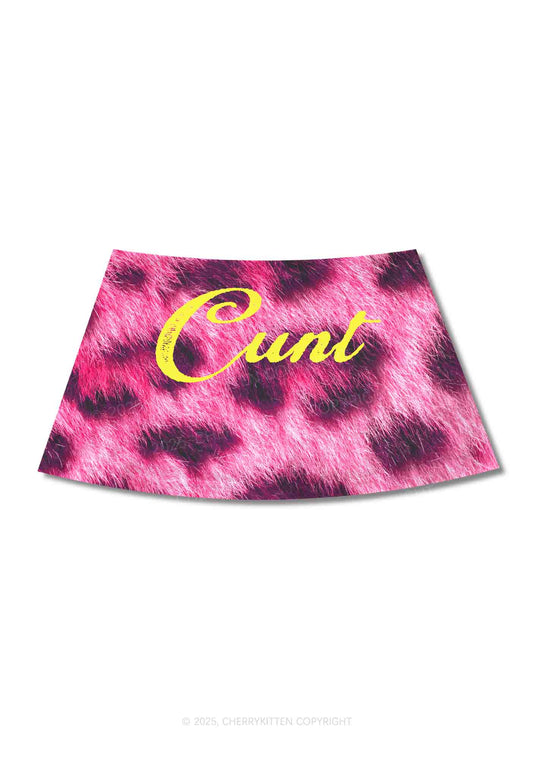 Pink Leopard Cxxt Y2K Print Mini Skirt Cherrykitten