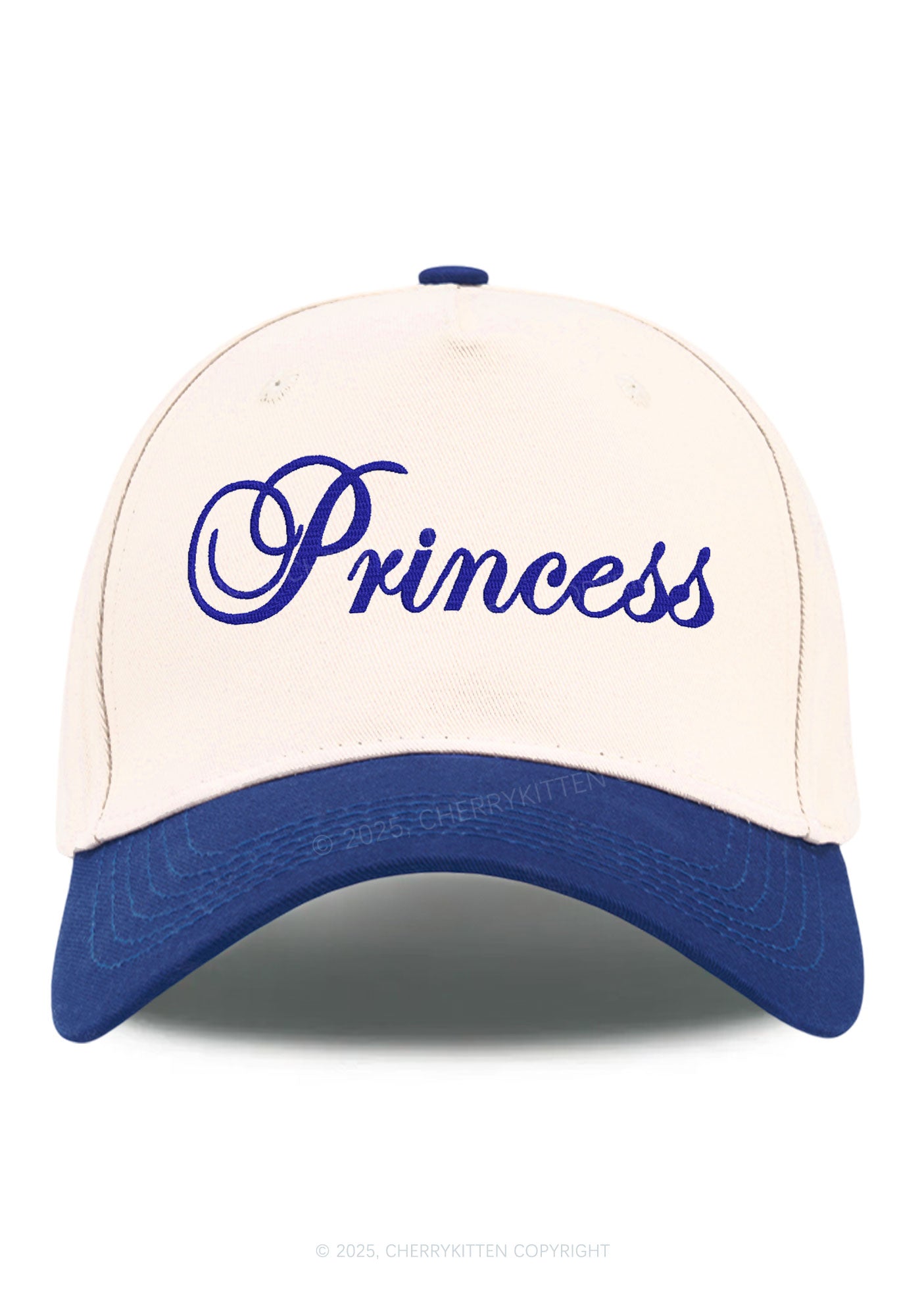 Embroidered Princess Y2K Color Block Baseball Cap Cherrykitten