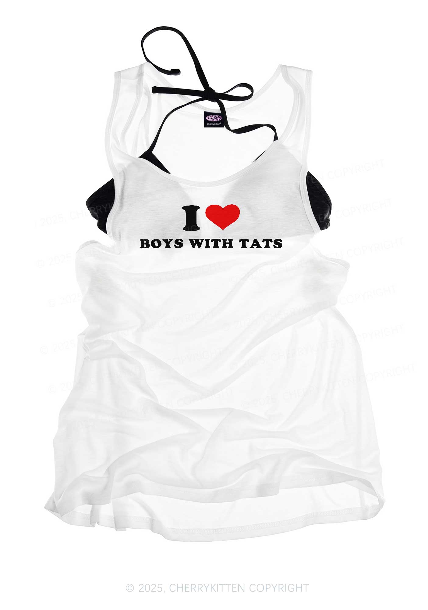 I Love Boys With Tats Y2K Sheer Boyfriend Tank Cherrykitten