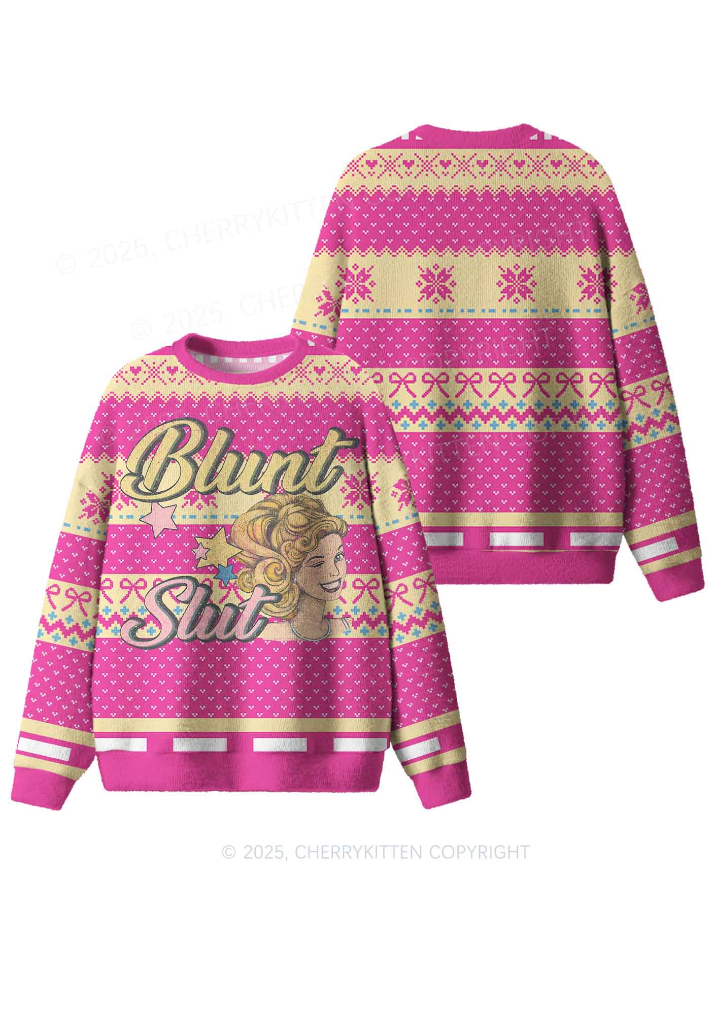 Blunt Slxt Y2K Christmas Knit Sweatshirt Cherrykitten